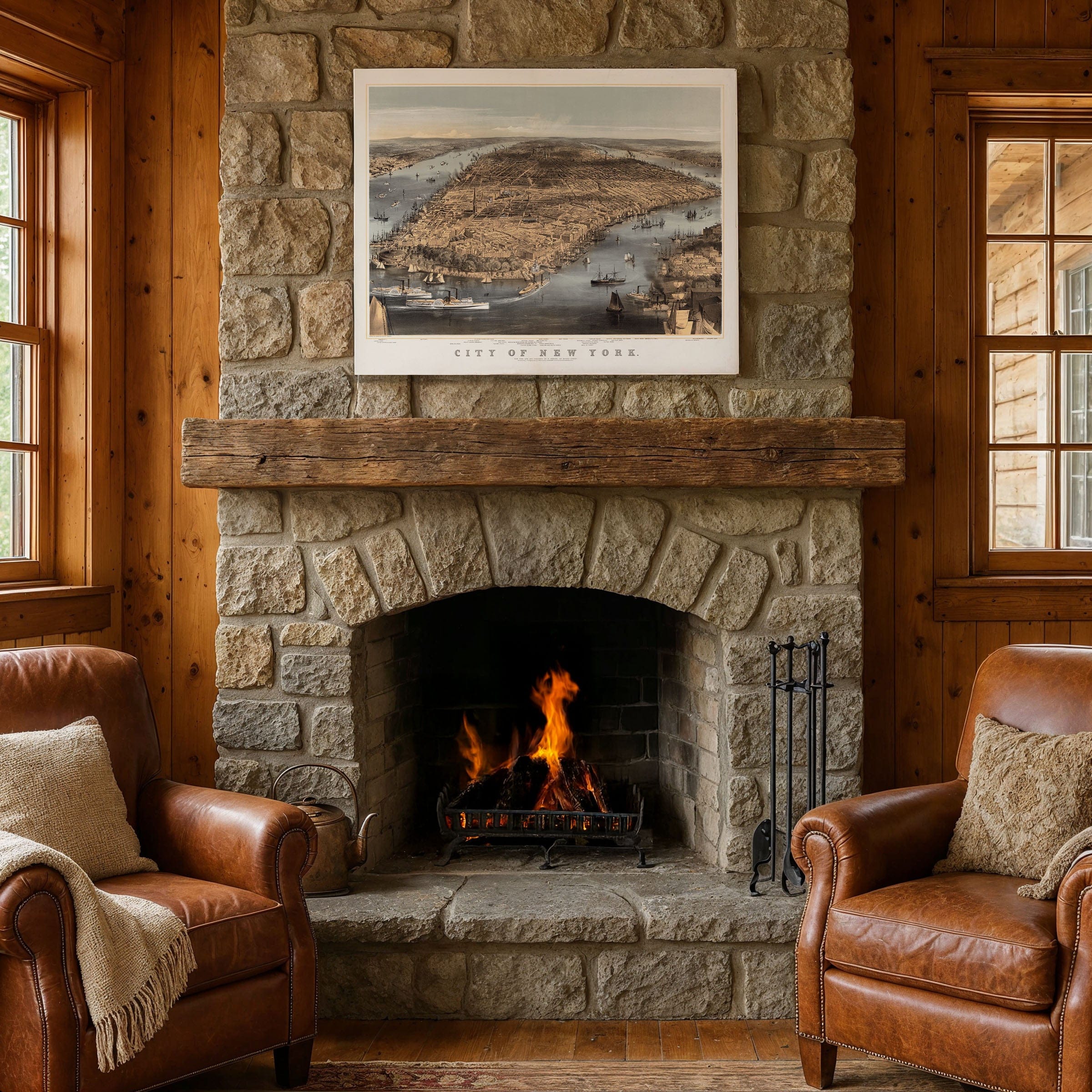 Vintage New York City Map - 1856 Currier & Ives Lithograph for Collectors - Archive Prints