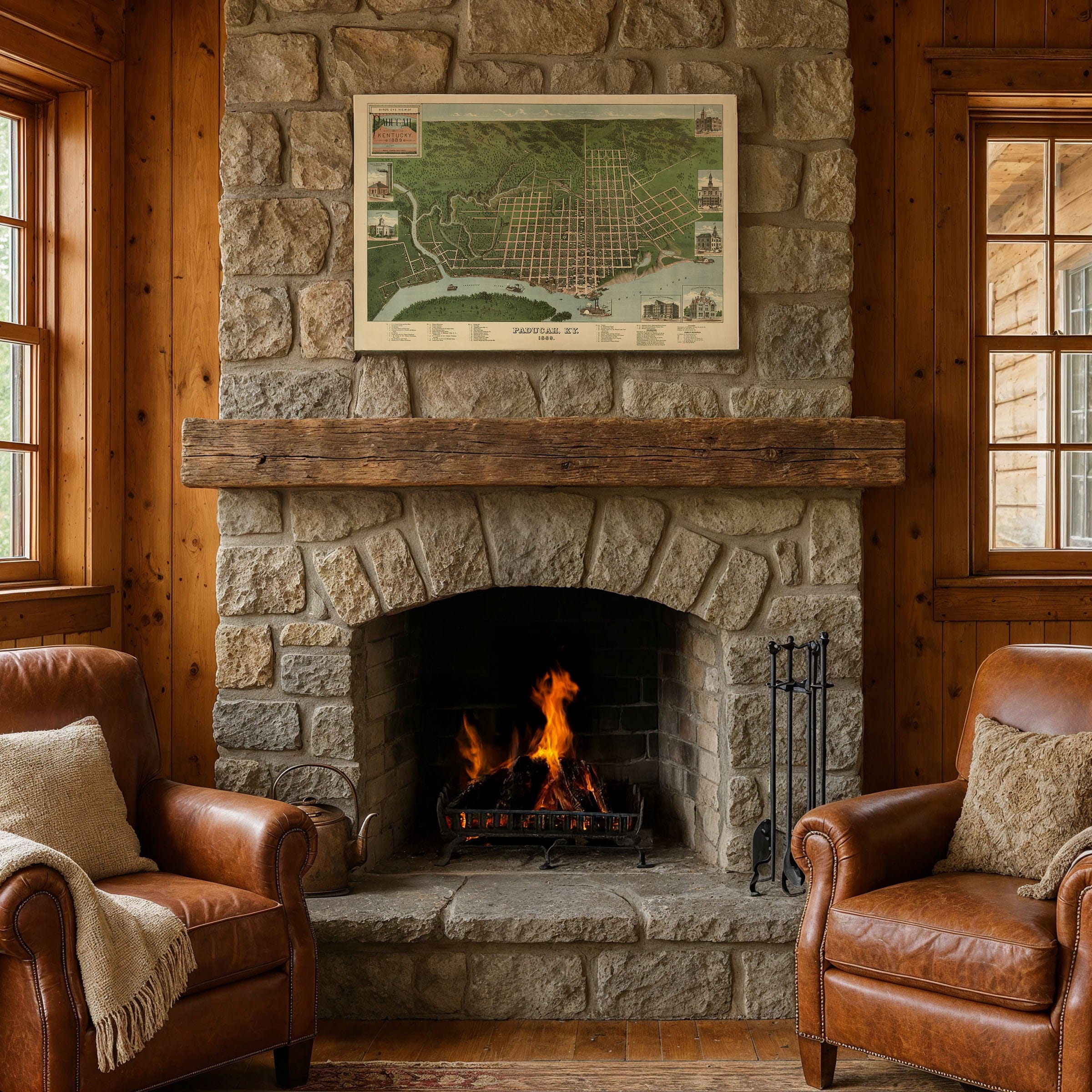 Paducah, Kentucky Vintage Map 1889 - Bird's Eye View