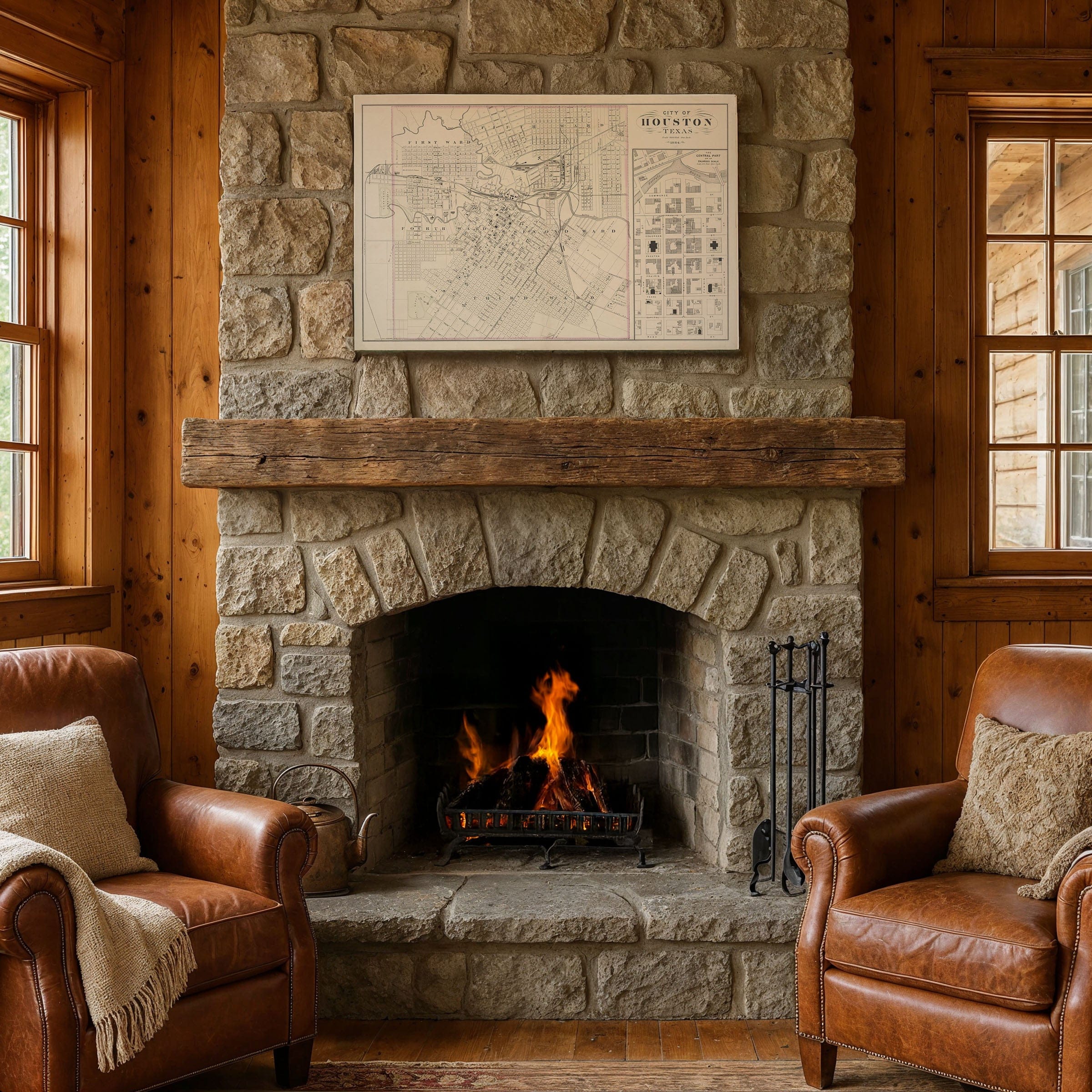 Houston Texas Map - 1884 Historic City Map Art - Archive Prints