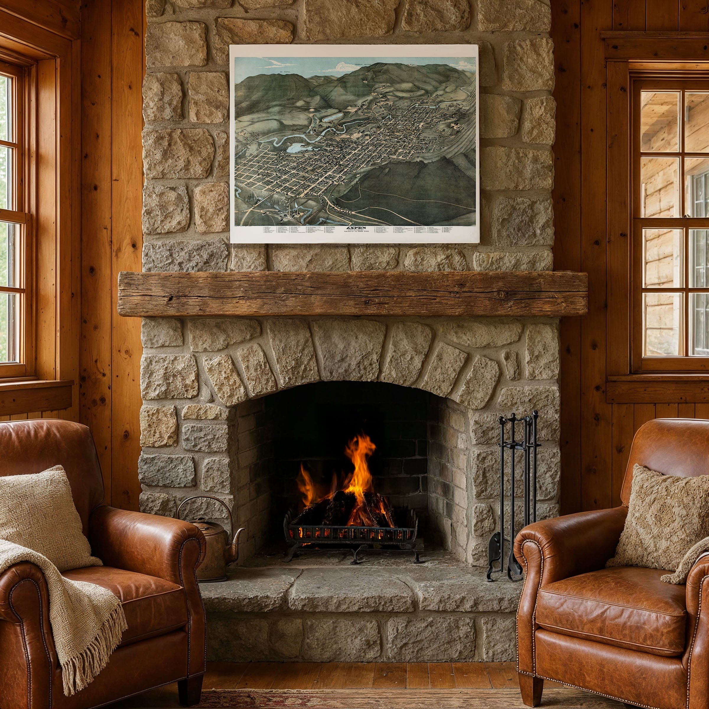 Aspen Colorado Map - 1893 Historic Bird's-Eye View of a Mining Town - Archive Prints