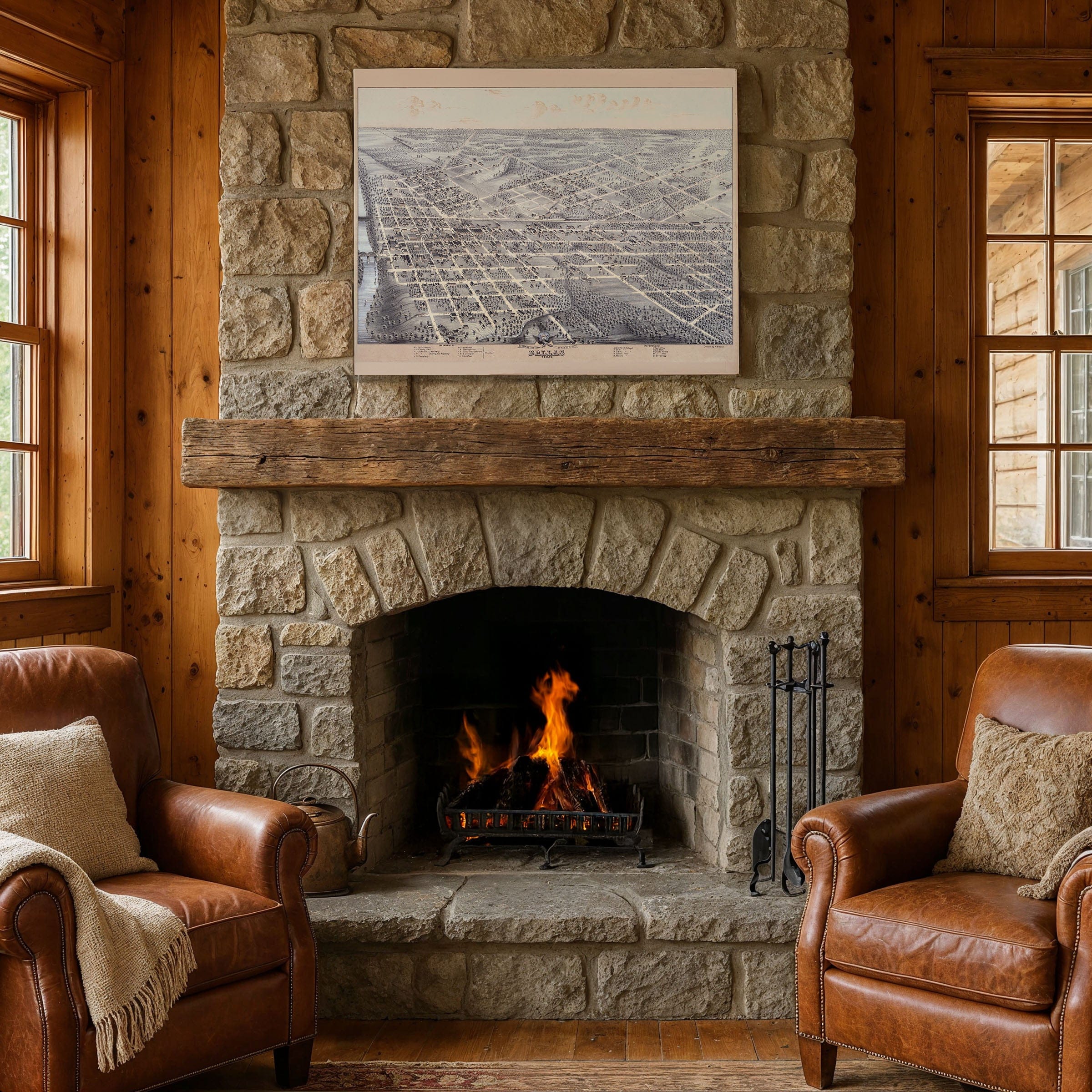 Bird's Eye View of the City of Dallas, Texas 1872 - Archive Prints