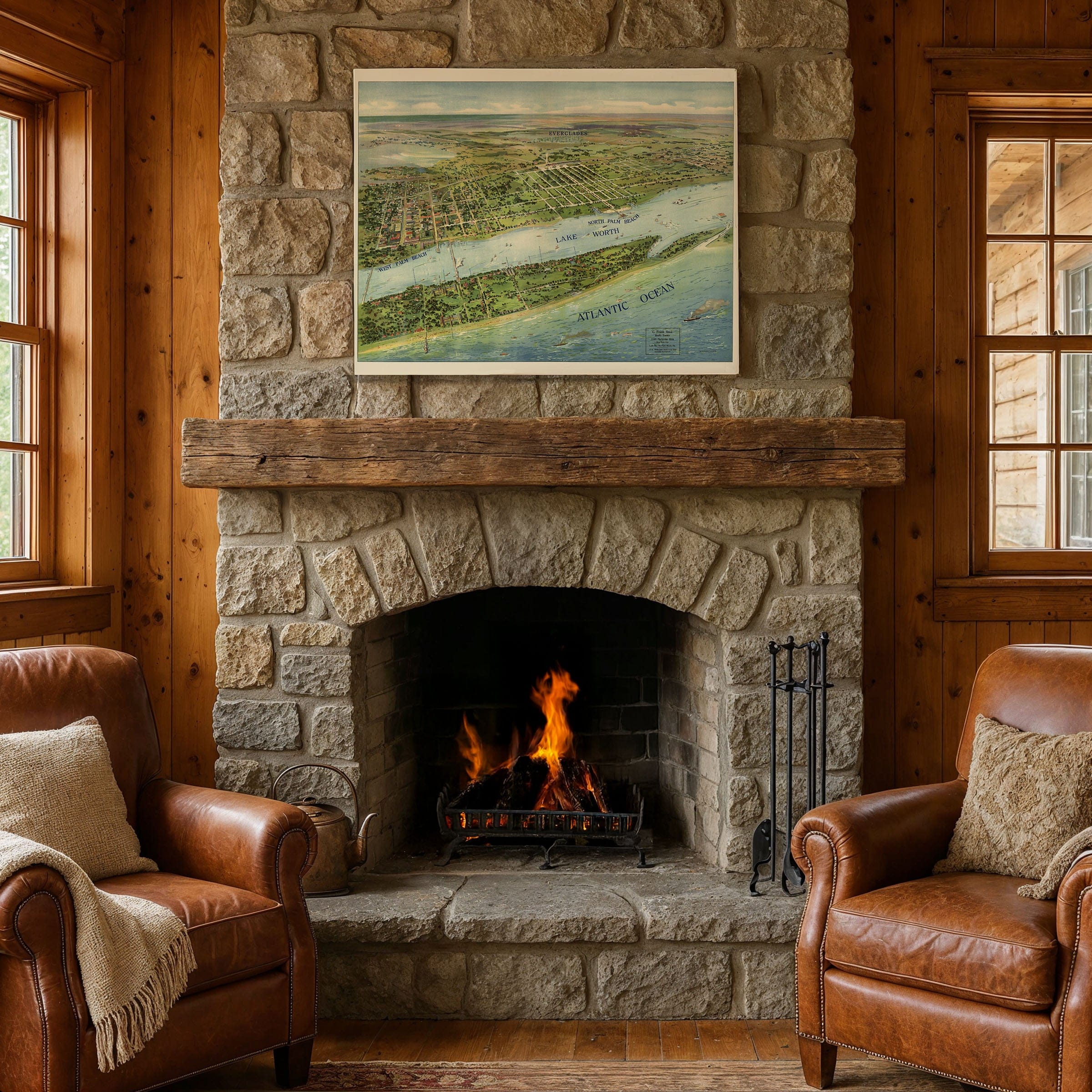 West Palm Beach Vintage Map 1915 - Antique Panoramic Bird's Eye View of Florida - Archive Prints