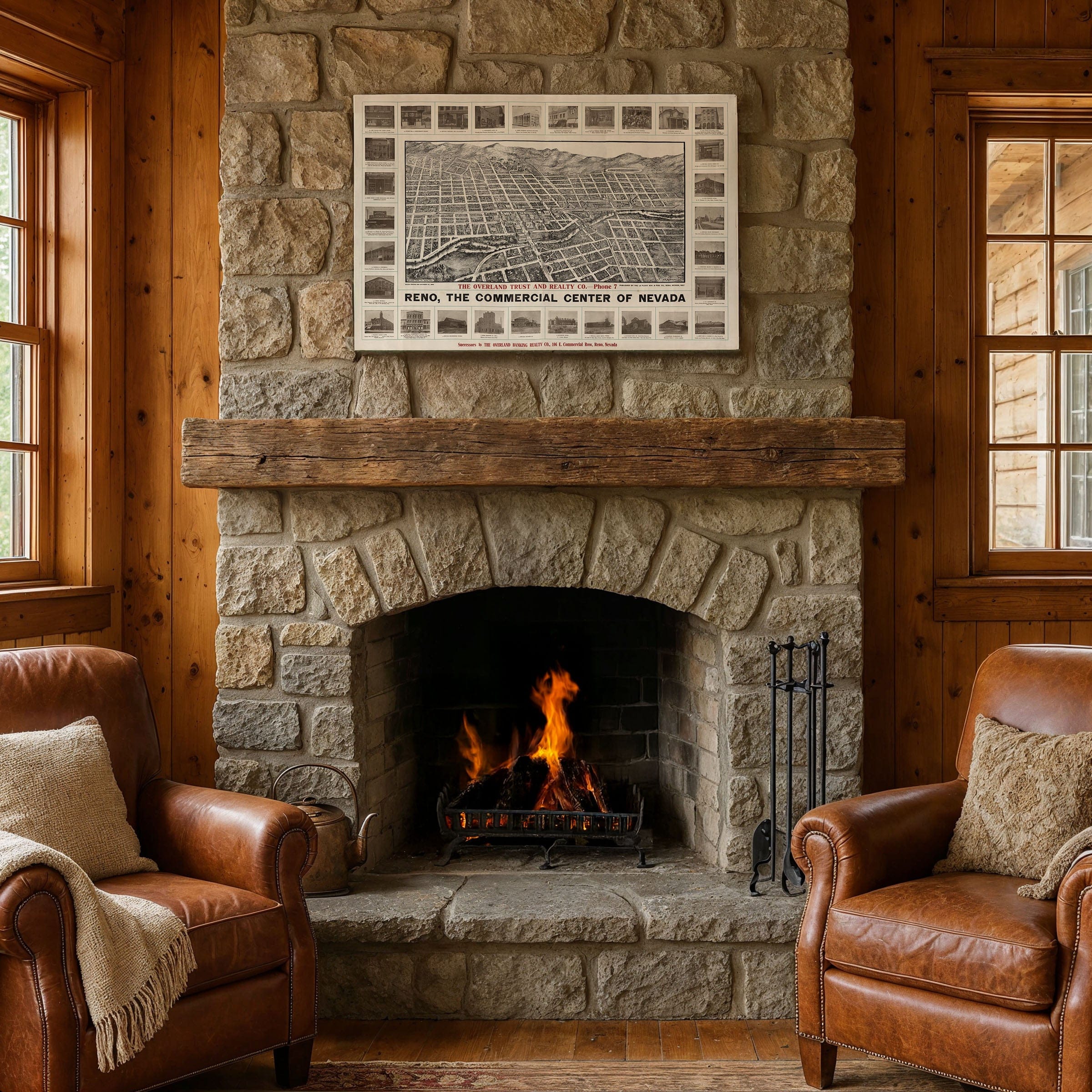 Reno, Nevada Vintage Map 1907 - Bird's Eye View - Archive Prints