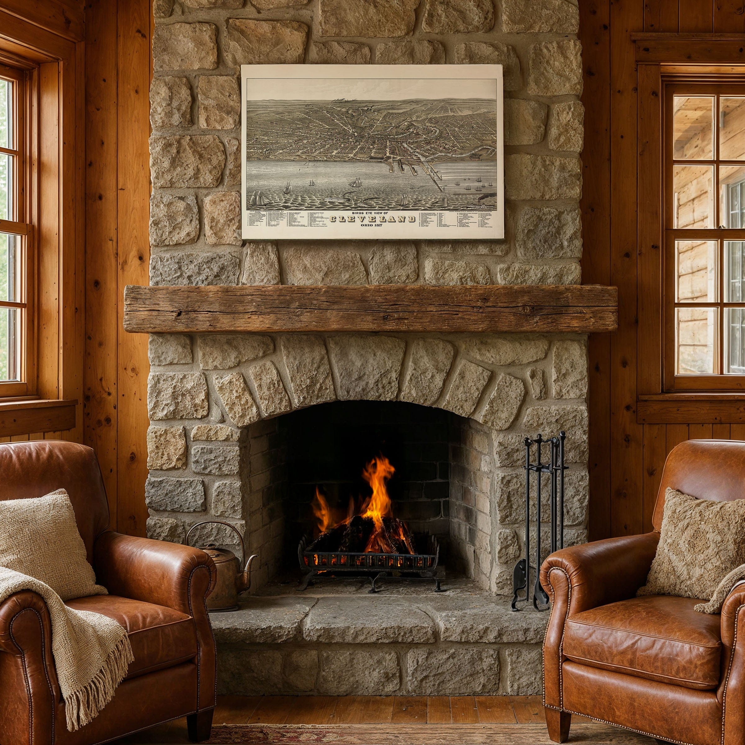 Cleveland, Ohio Map - 1877 Bird's Eye View