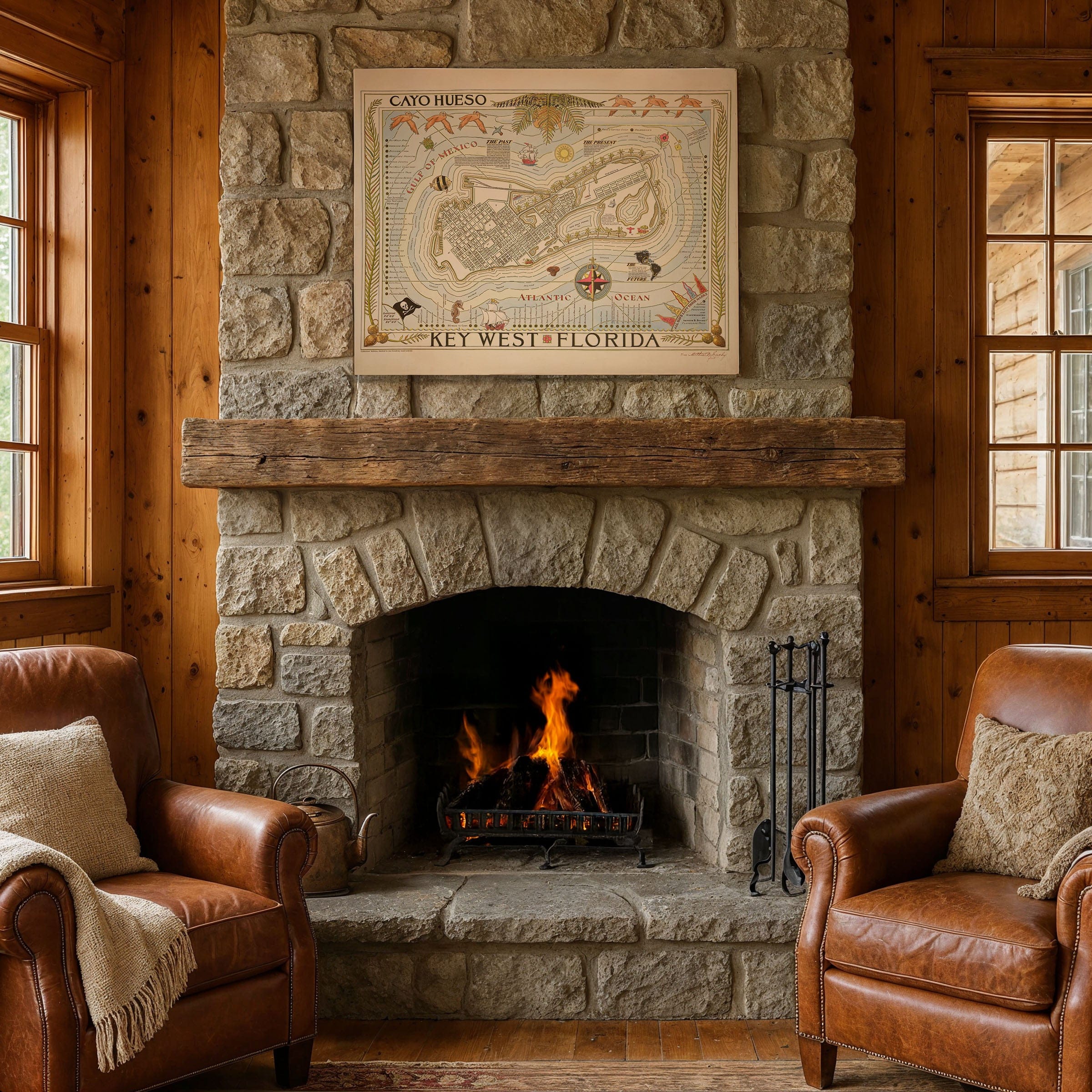 Key West Florida Map - 1935 Cayo Hueso Illustrated Historic Map - Archive Prints