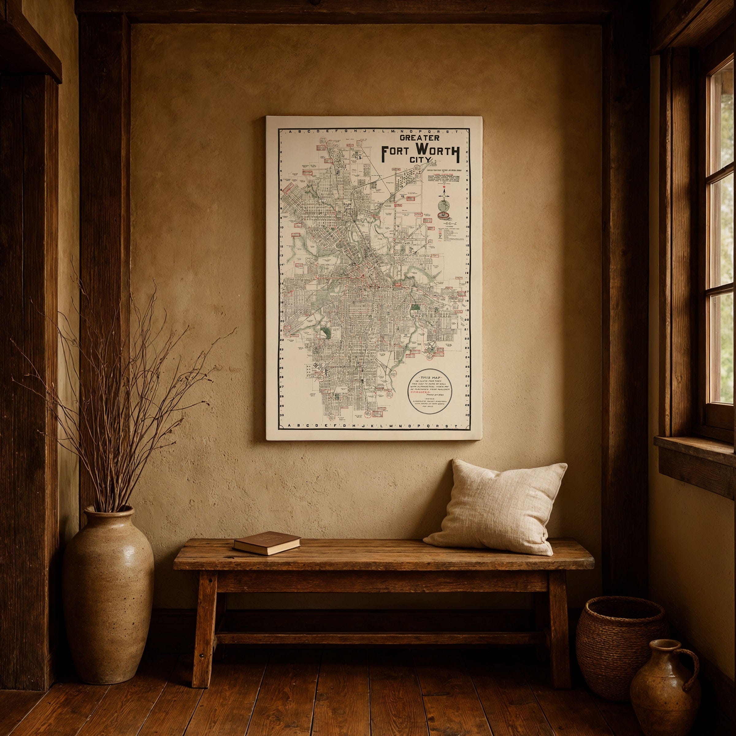 Fort Worth Texas Map - 1928 Greater Fort Worth City Historic Map - Archive Prints