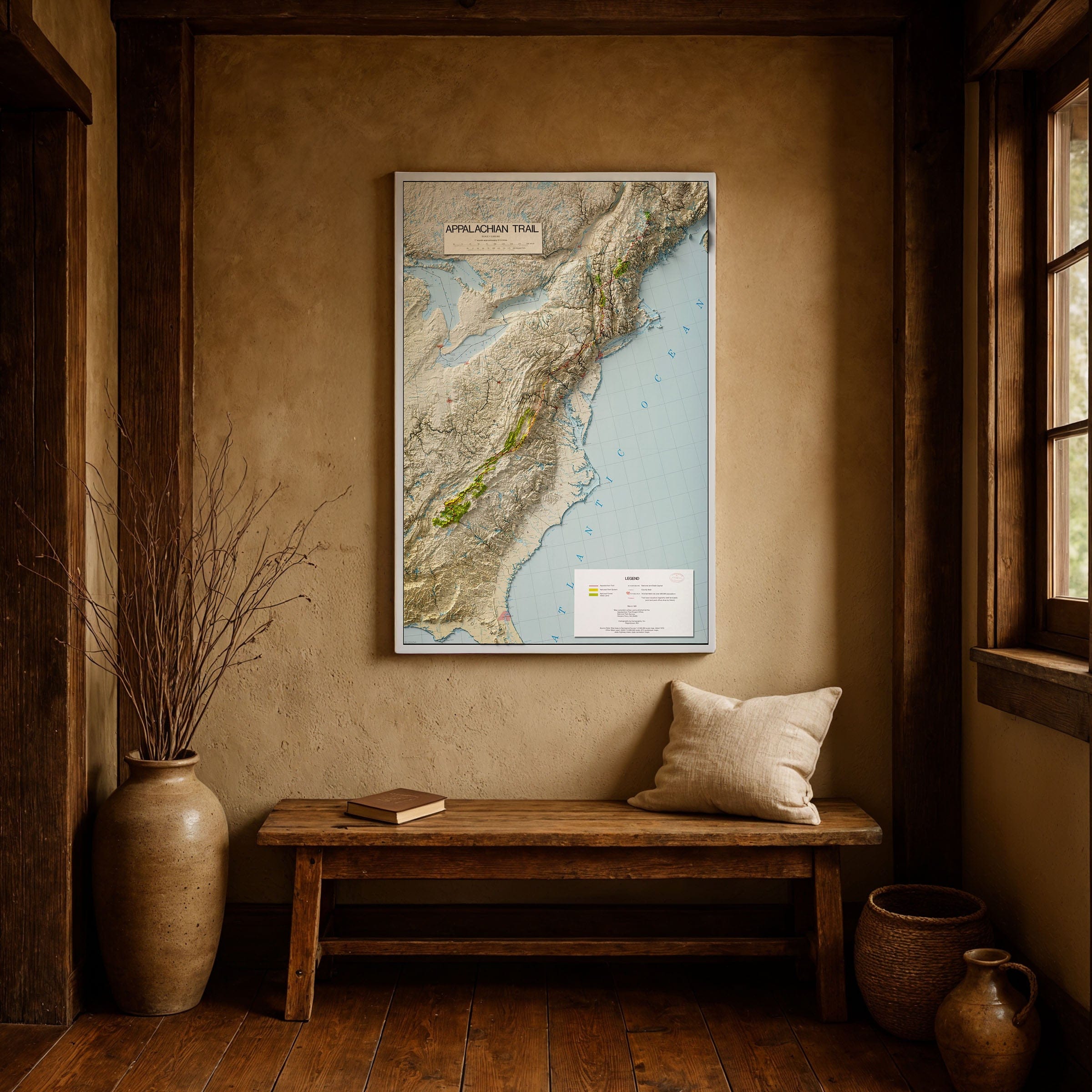 Appalachian Trail 3D Shaded Flat 2D Map - Topographic Hiking Guide (Not a Relief Map)