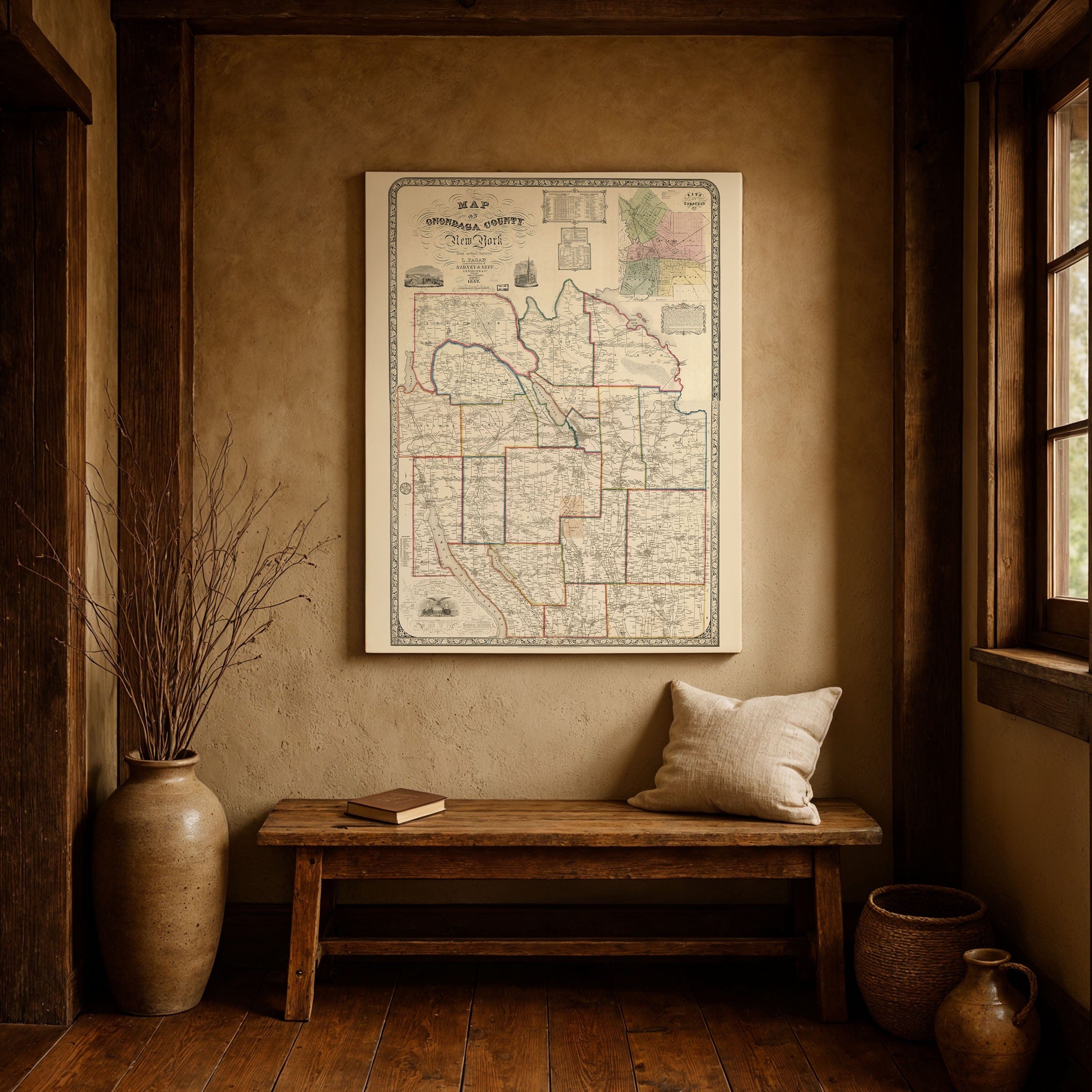 Onondaga County, New York Map 1852 - Archive Prints