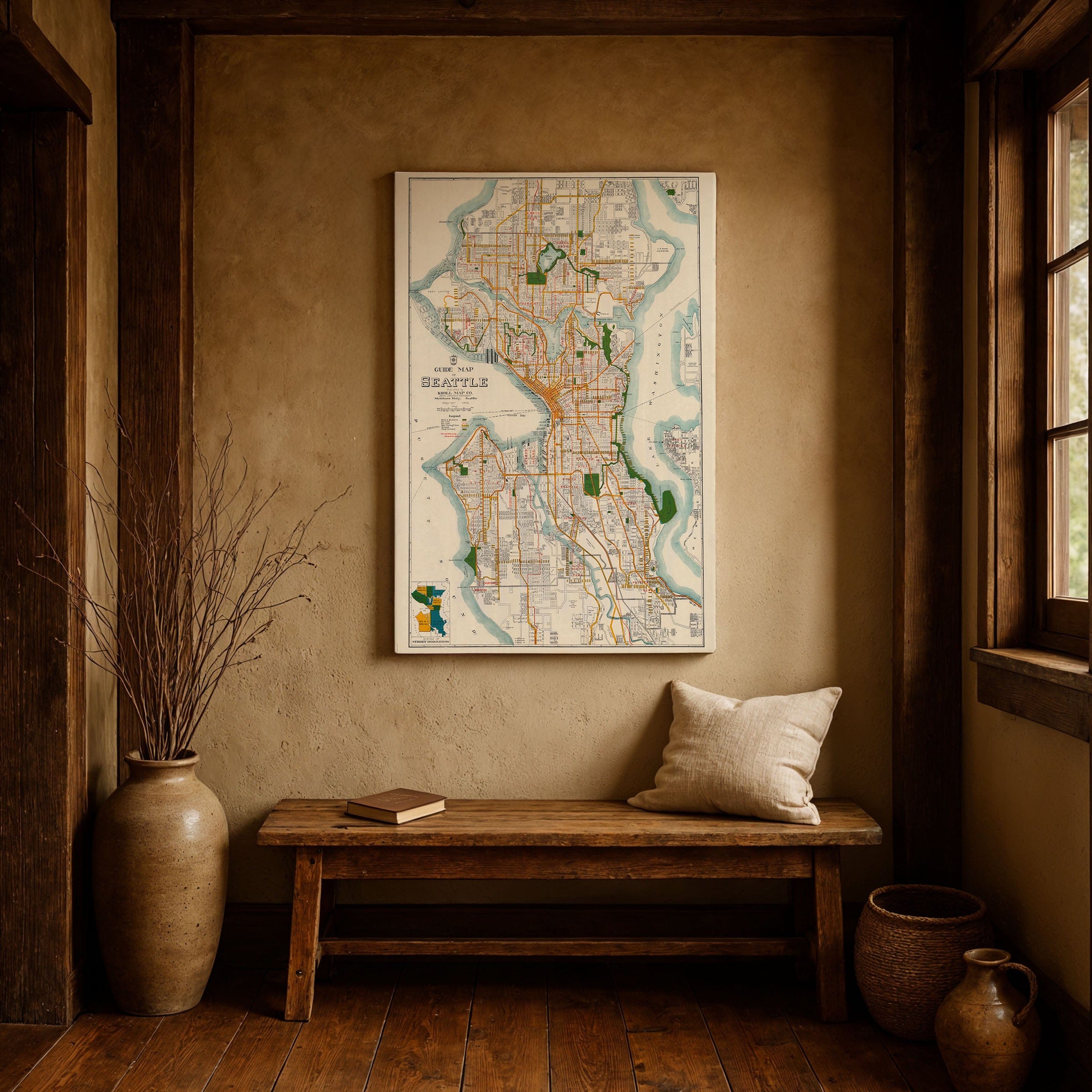 Vintage Guide Map of Seattle 1929 - Emerald City Survey - Archive Prints