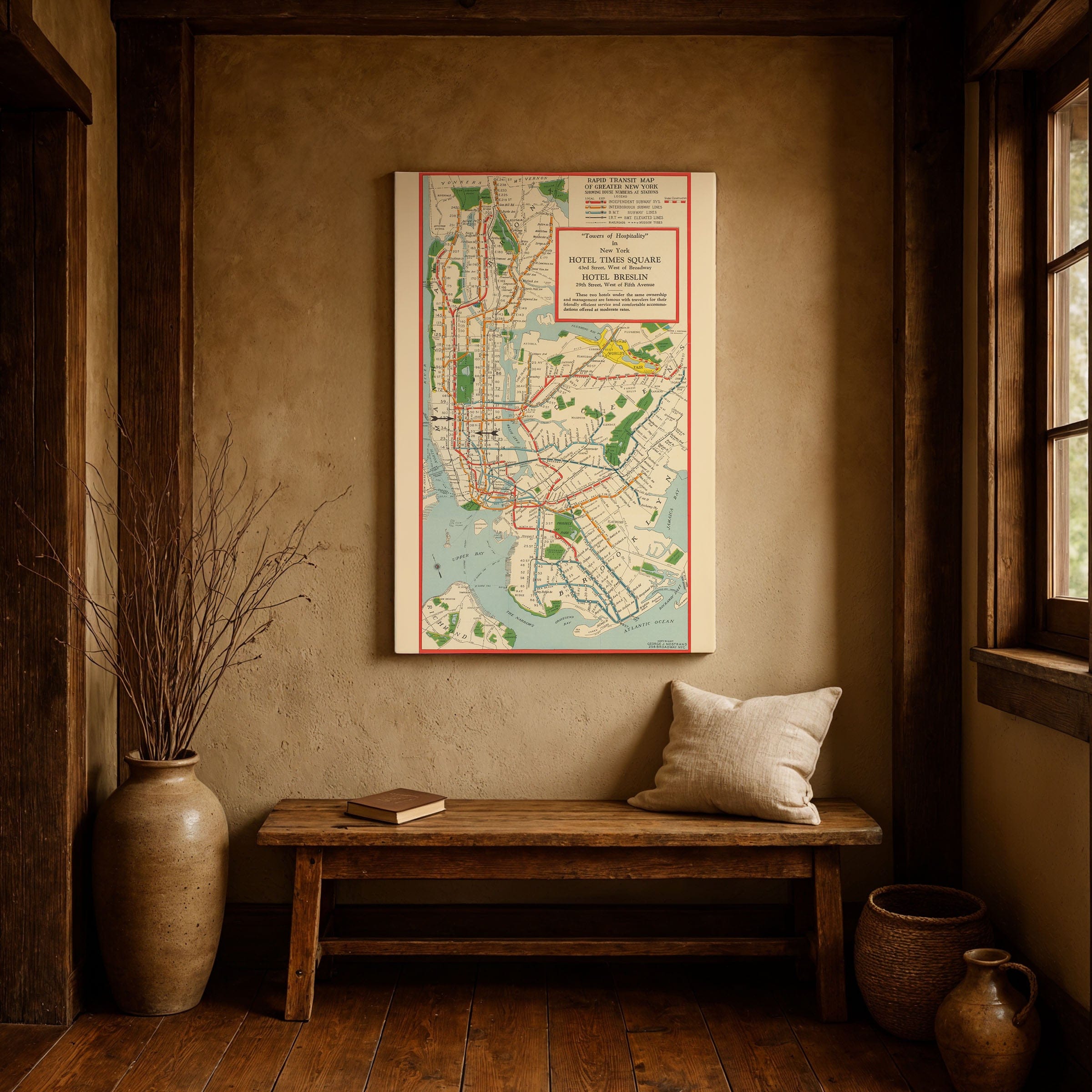 Rapid Transit Vintage Map of Greater New York 1939 - Subway Map