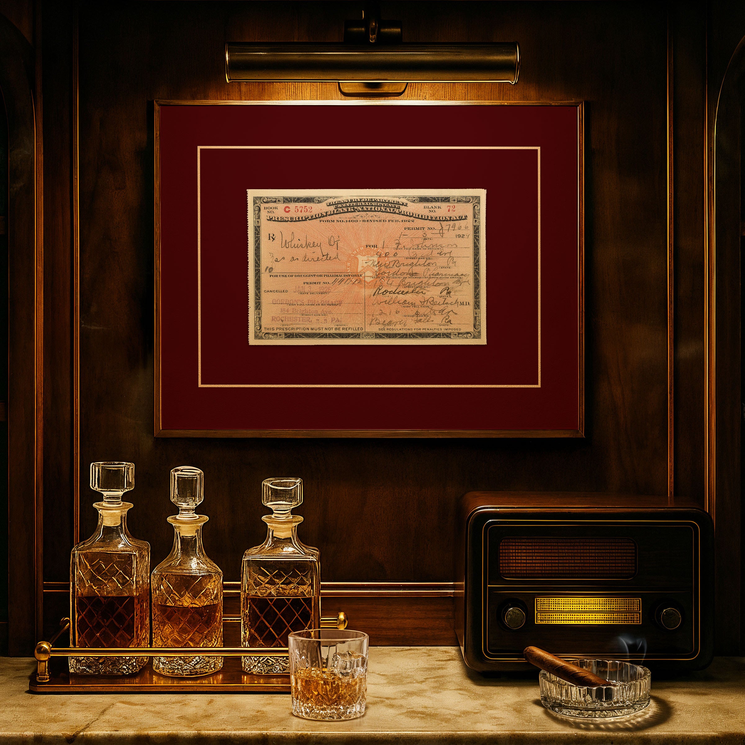 Prohibition Medicinal Whiskey Prescription - Historic Legal Loophole Document