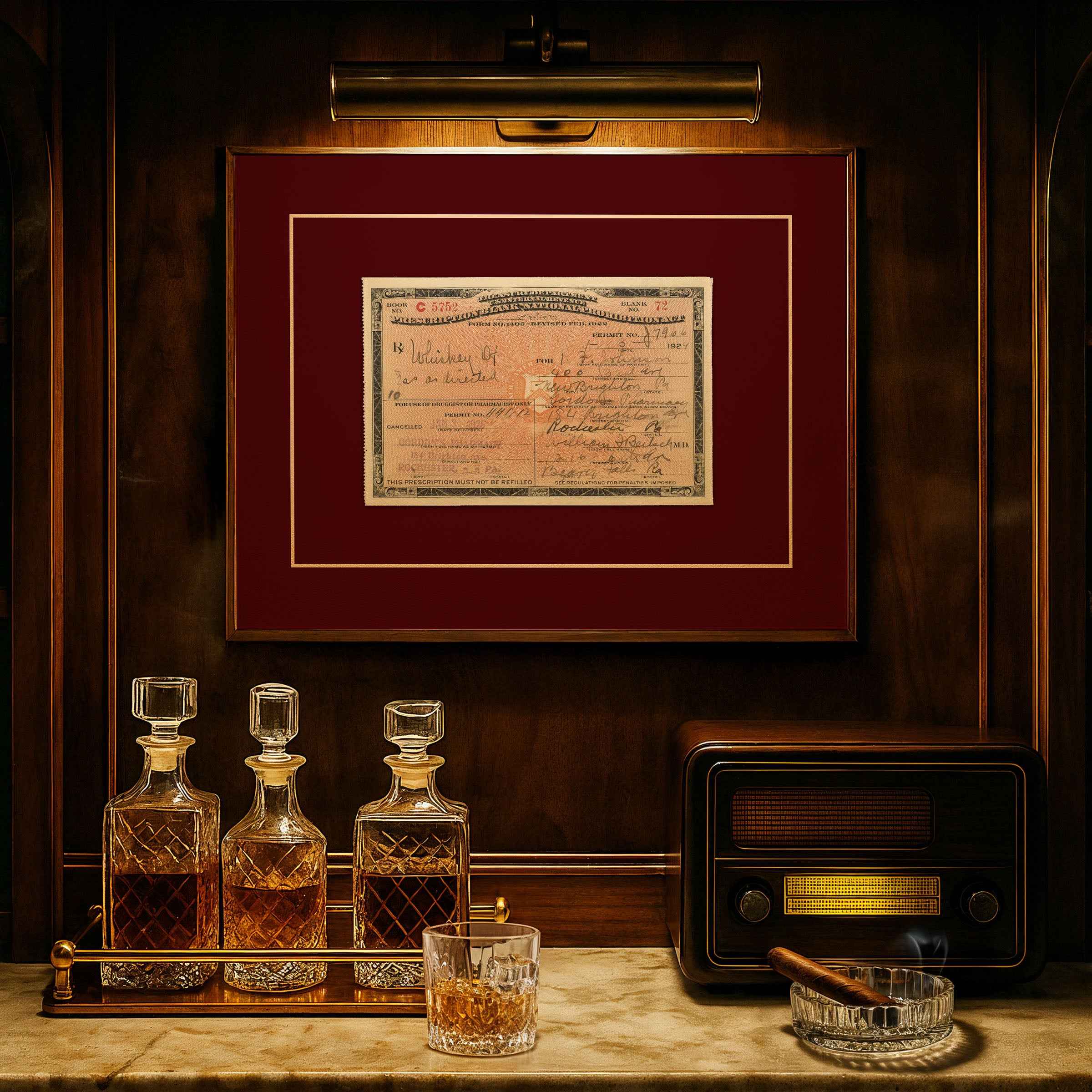 Prohibition Medicinal Whiskey Prescription - Historic Legal Loophole Document