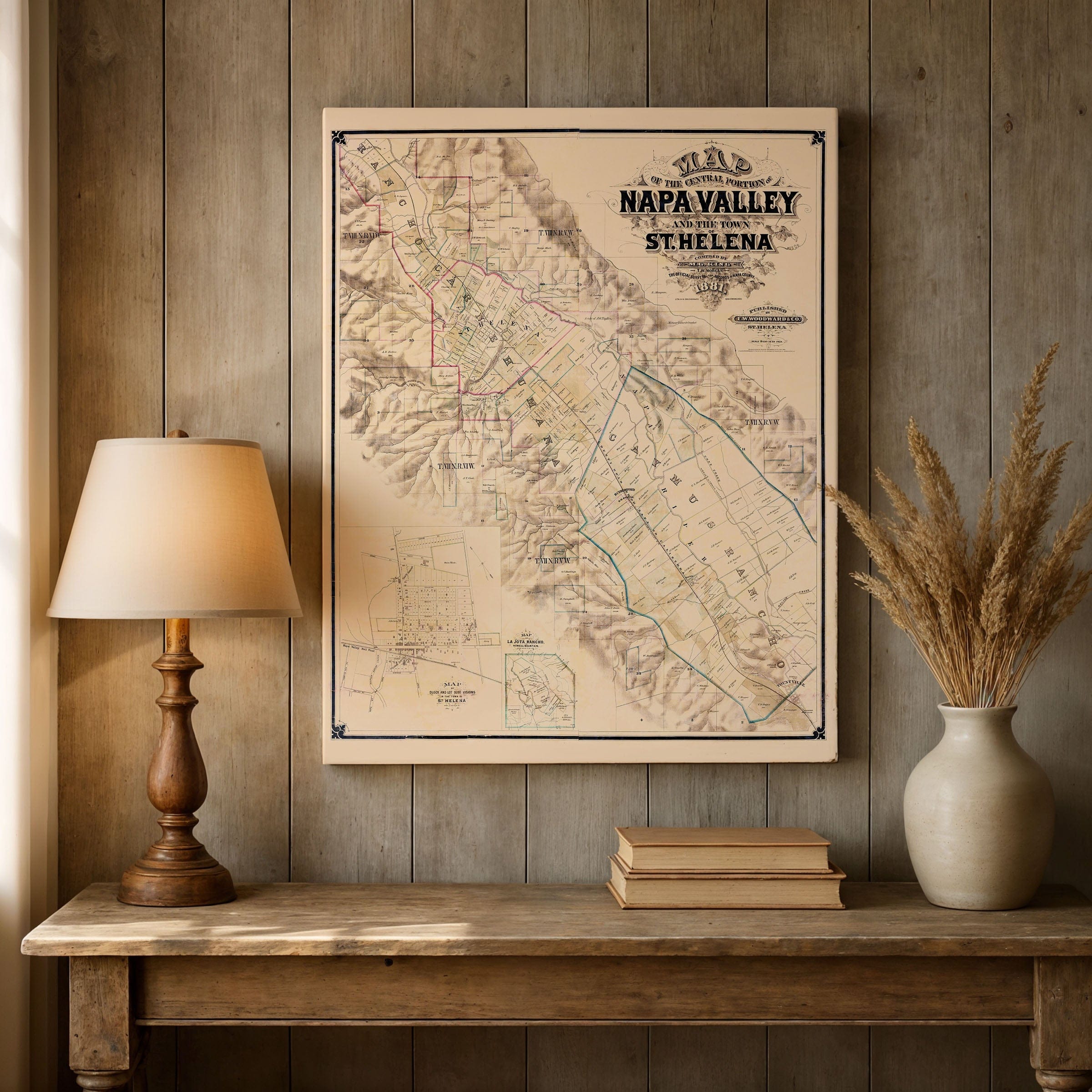 Vintage Napa Valley, California Map 1881 - W. F. Jackson Survey - Archive Prints