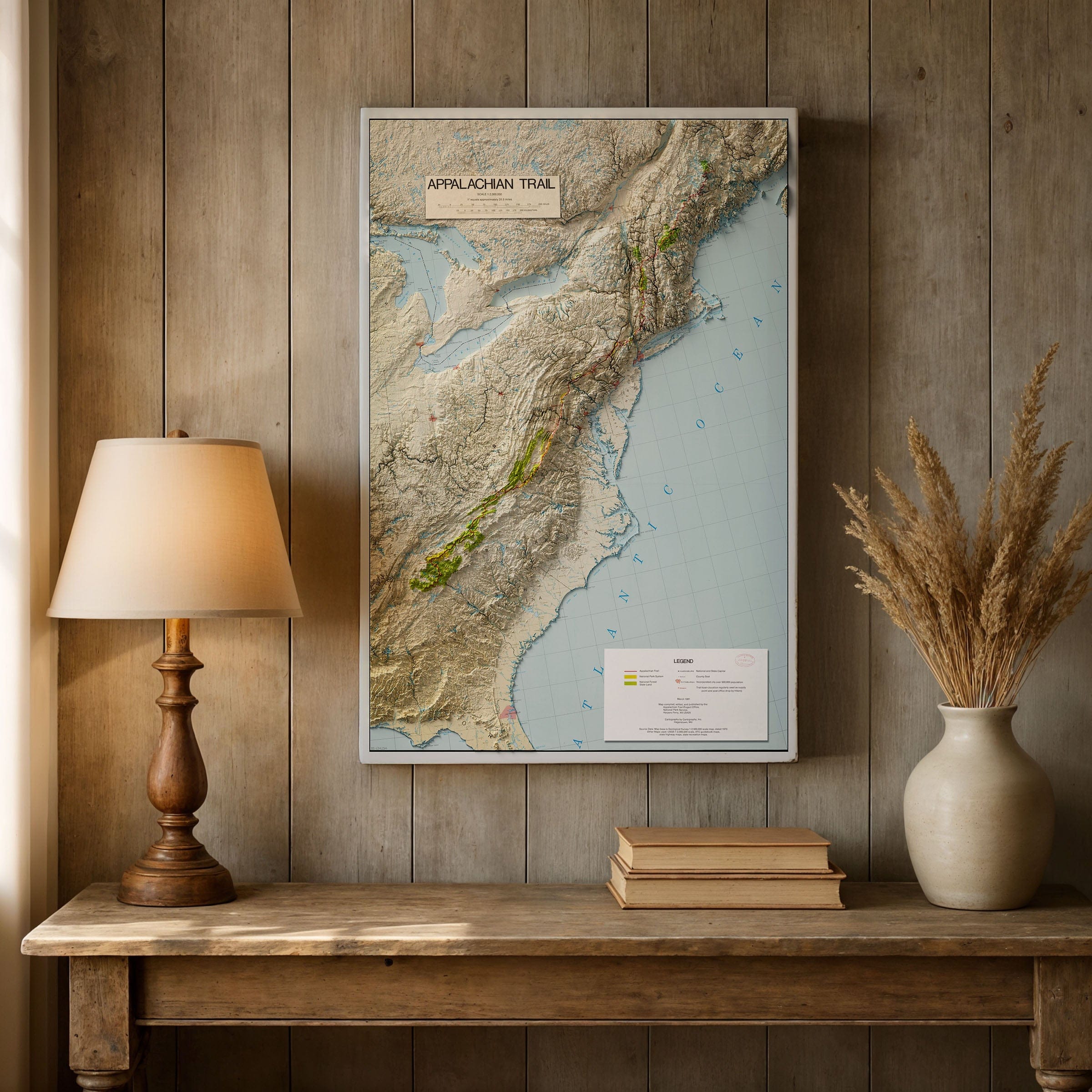 Appalachian Trail 3D Shaded Flat 2D Map - Topographic Hiking Guide (Not a Relief Map)