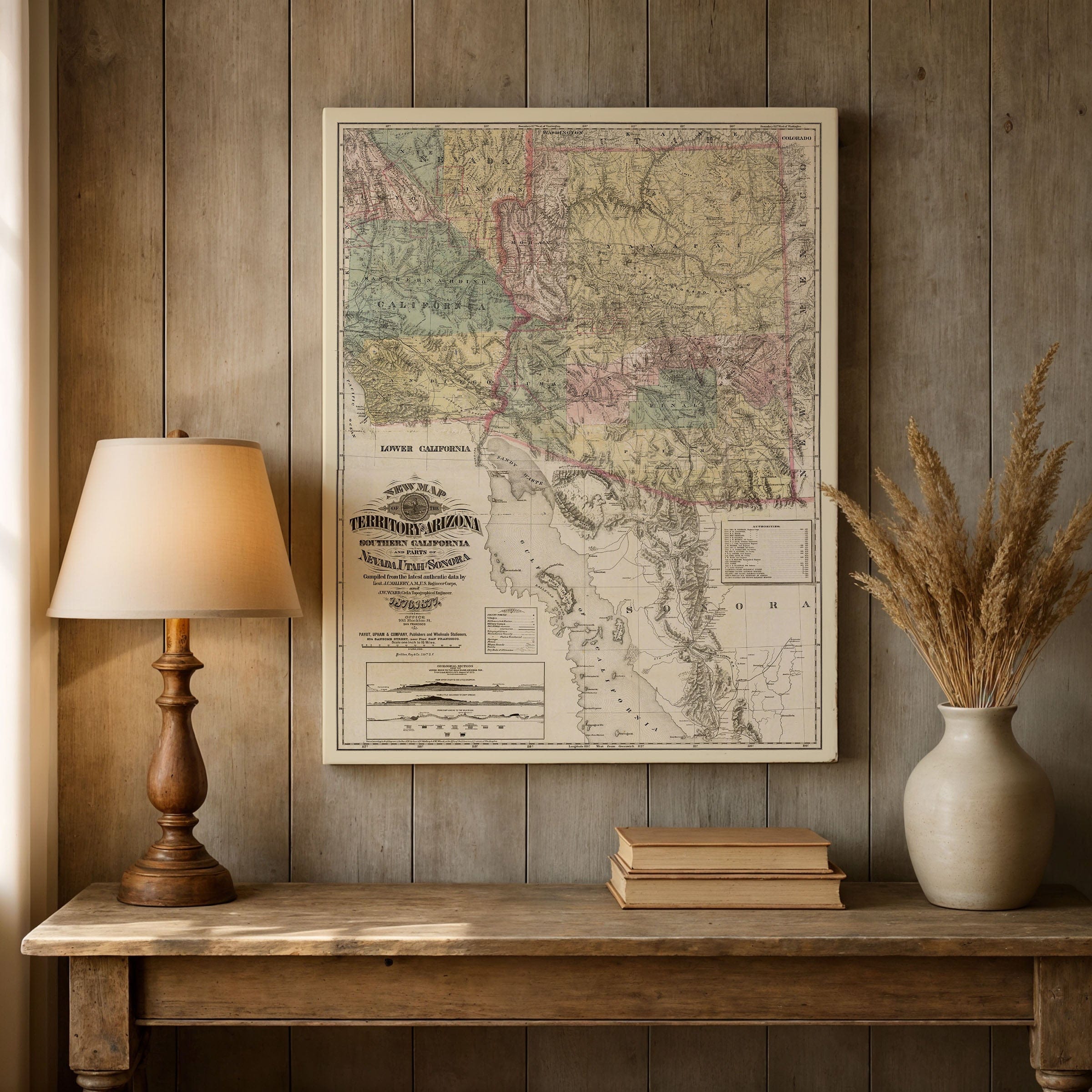 Arizona Territory Map 1877 - Payot Upham Survey - Archive Prints