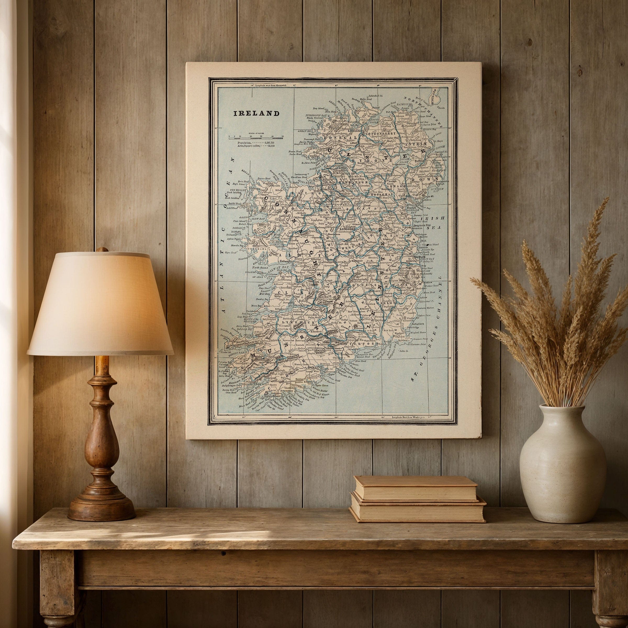 Vintage Ireland Map c. 1900 - Turn of Century Survey - Archive Prints