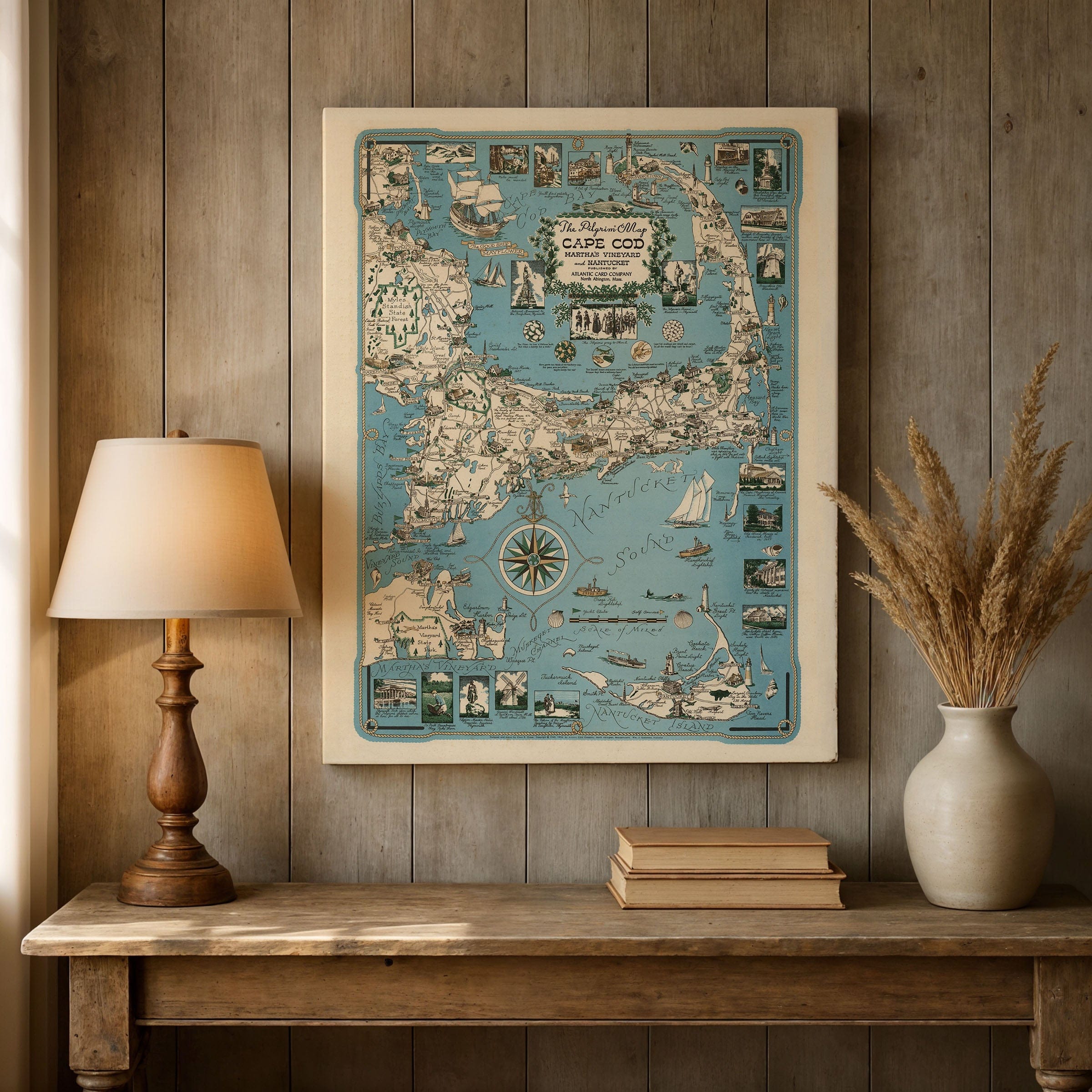 Cape Cod, Martha's Vineyard & Nantucket Map c.1950s - Archive Prints