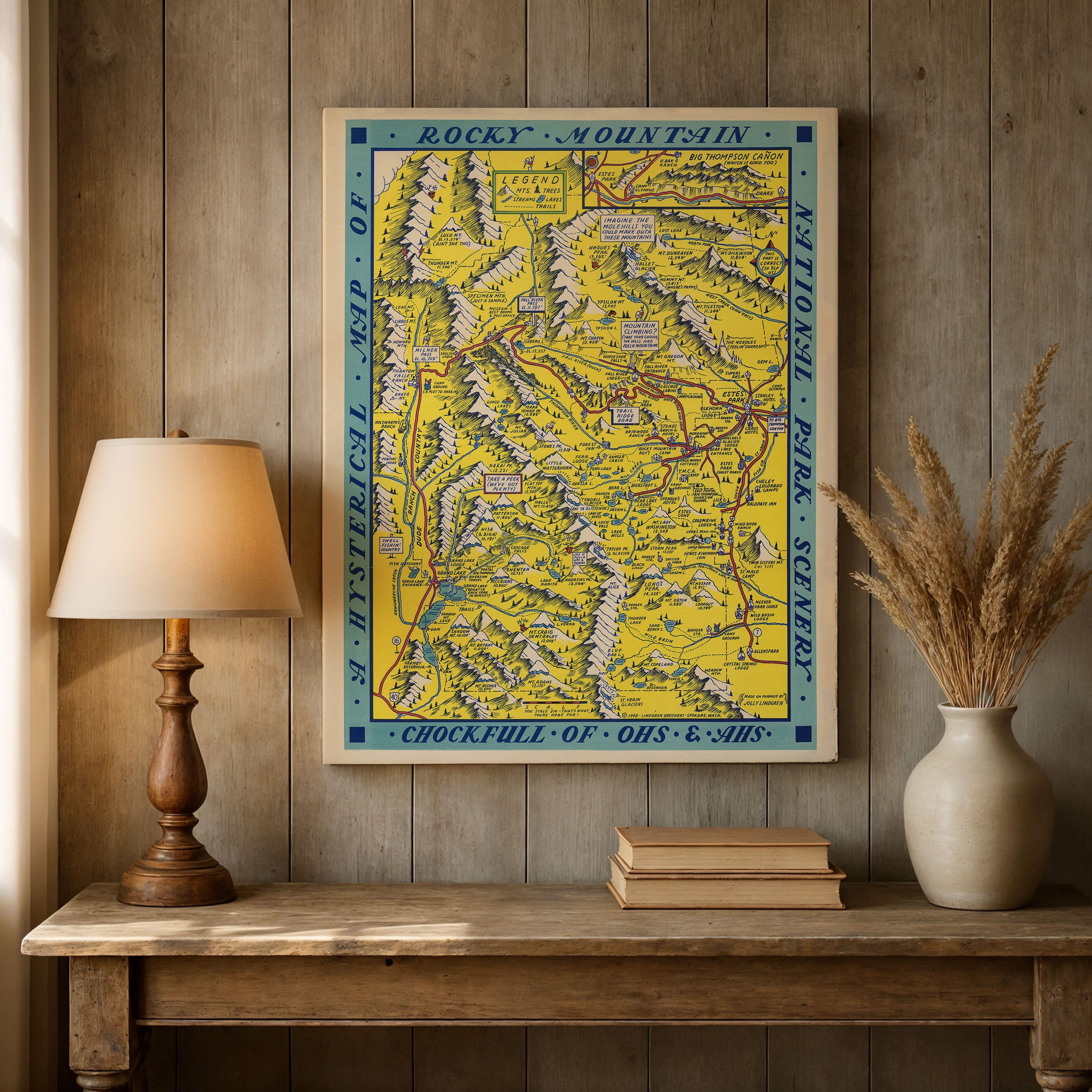 A Hysterical Map of Rocky Mountain National Park 1948 - Jolly Lindgren Pictorial Map