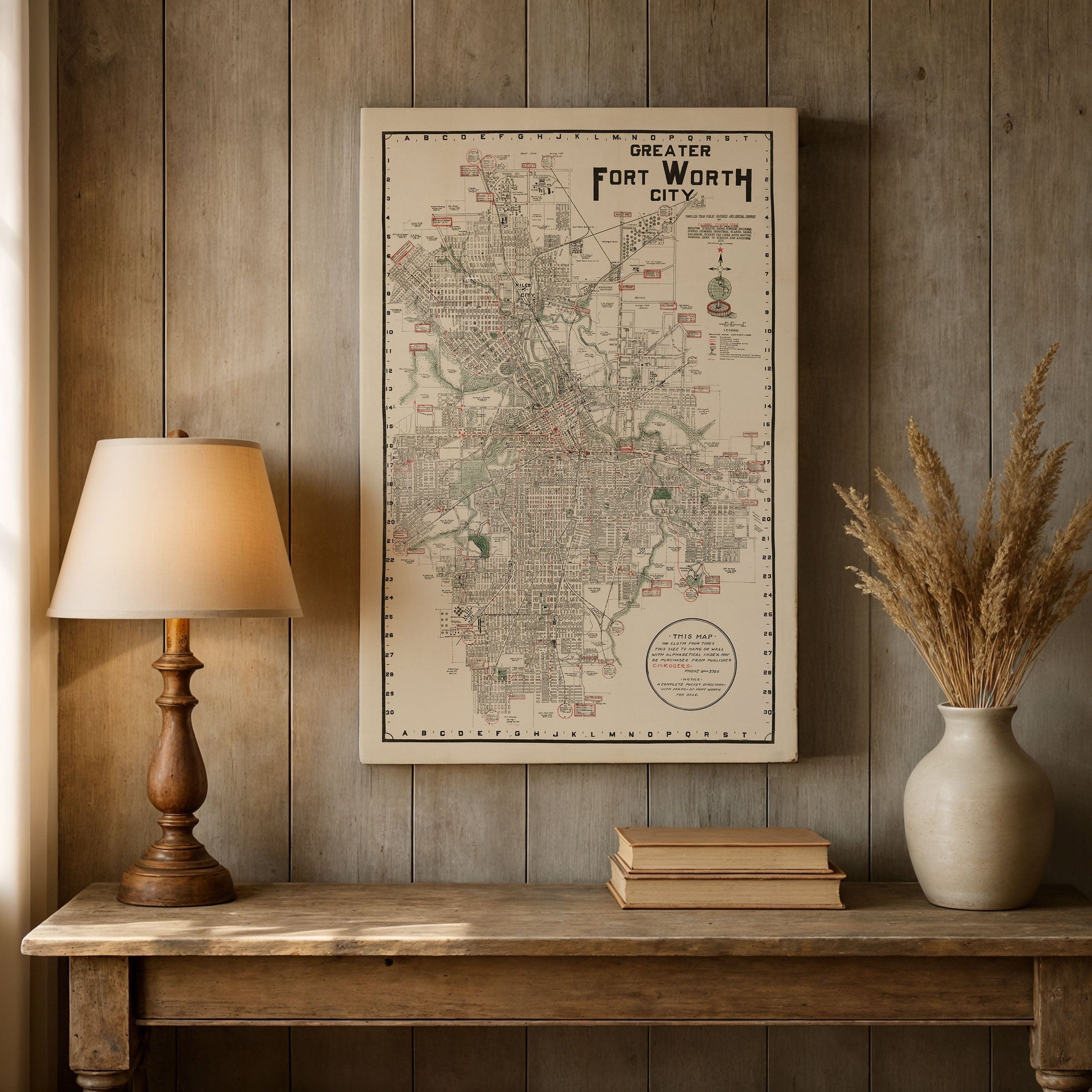 Fort Worth Texas Map - 1928 Greater Fort Worth City Historic Map - Archive Prints