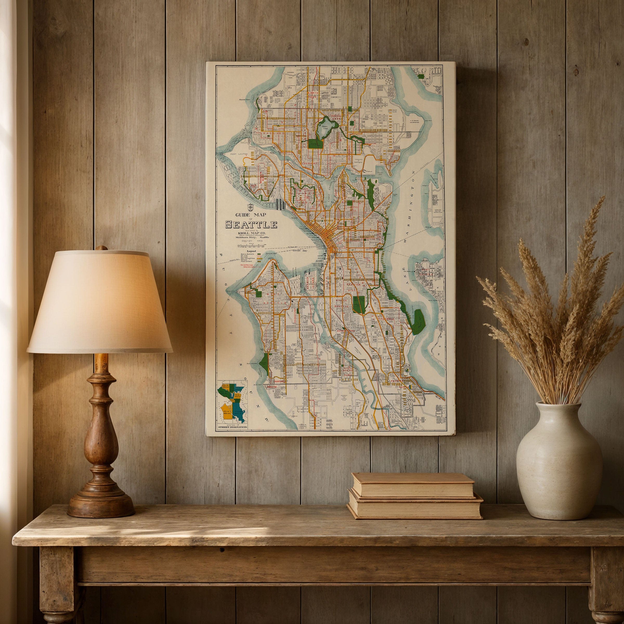 Vintage Guide Map of Seattle 1929 - Emerald City Survey - Archive Prints