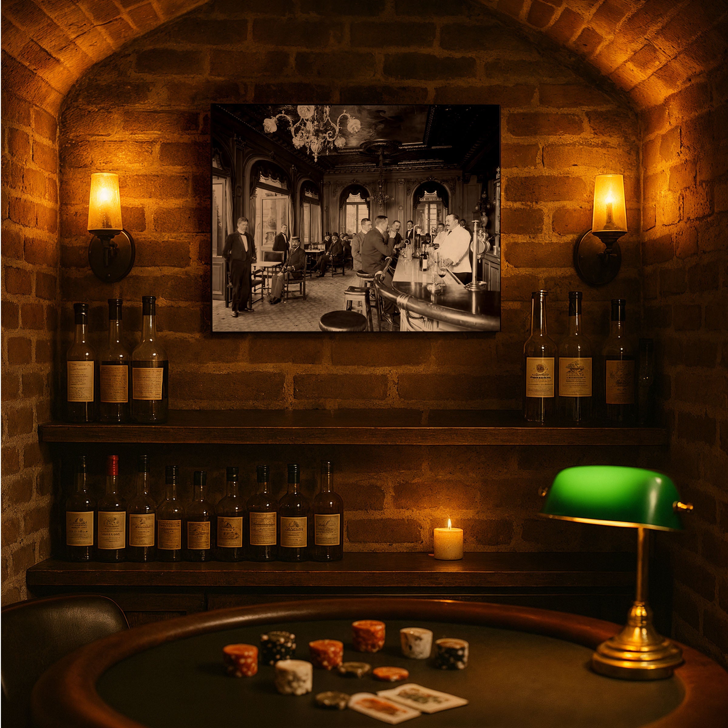 Elegant Edwardian Hotel Bar Scene - Historic Gentleman's Club Photograph