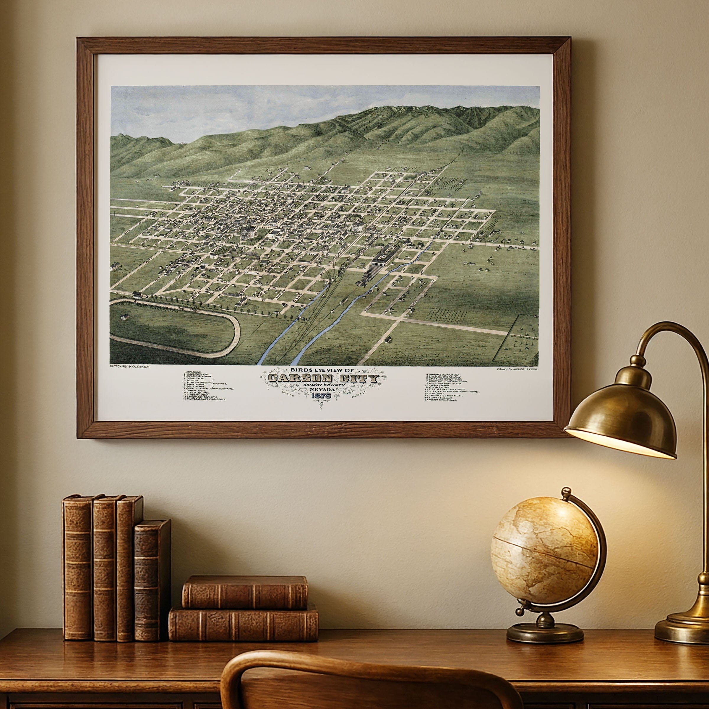 Carson City, Ormsby County, Nevada Map 1875 - Archive Prints