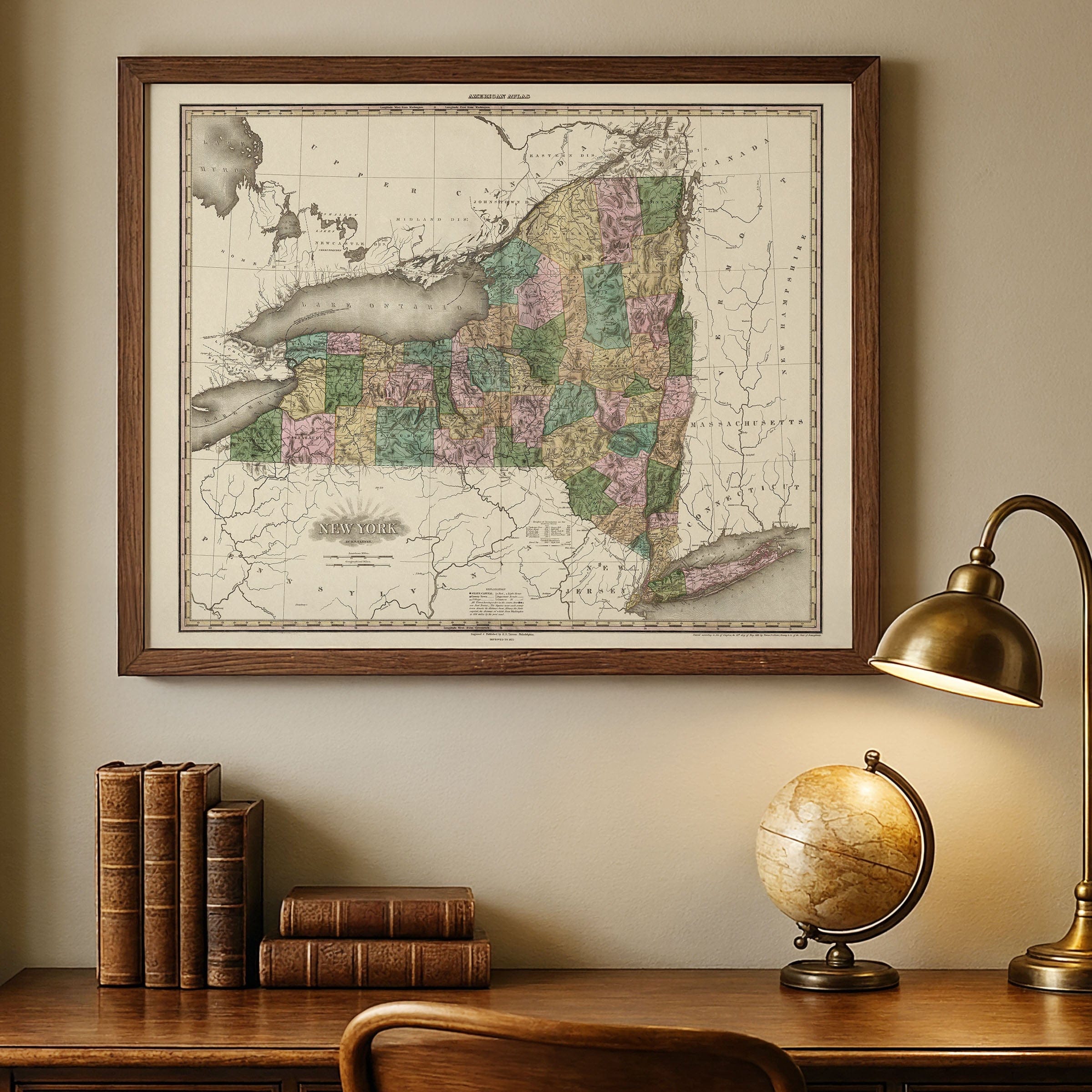 Vintage New York Map 1823 - Archive Prints