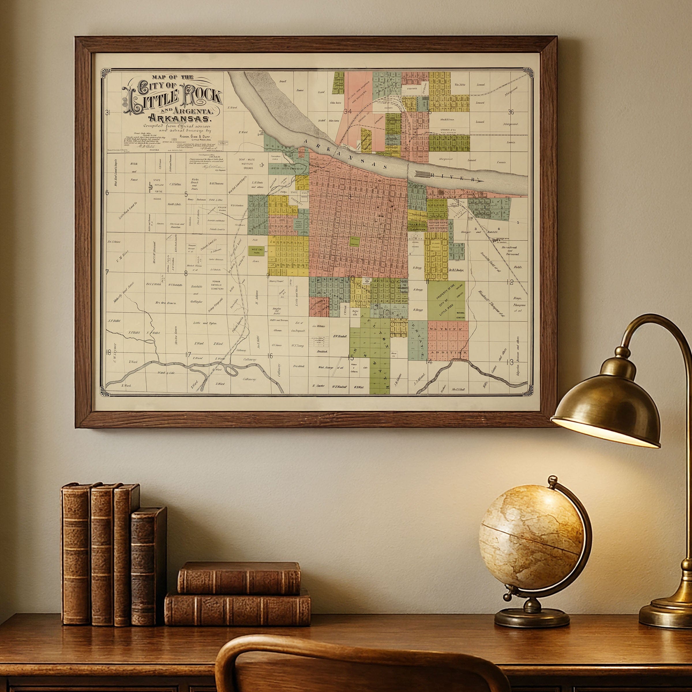 Little Rock & Argenta, Arkansas Map 1888 - Archive Prints