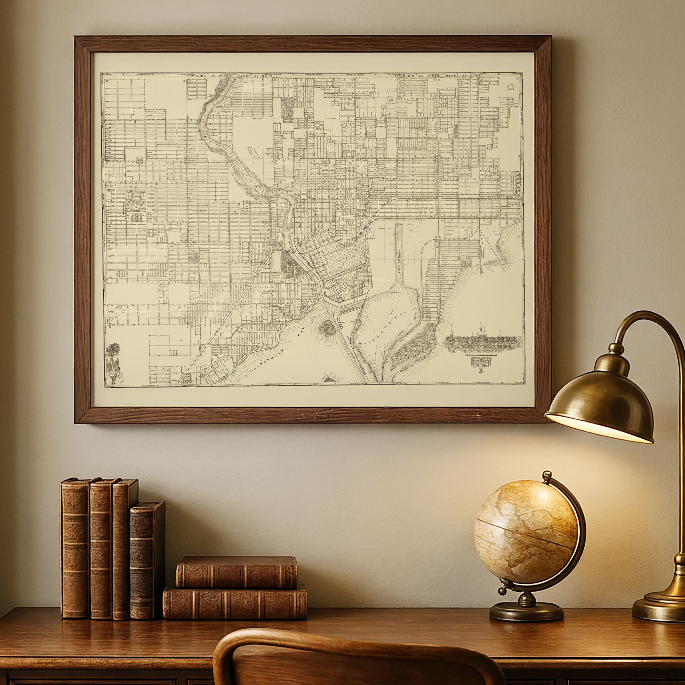 City of Tampa Including City of West Tampa and Adjoining Territory - Vintage 1913 Map Lithograph