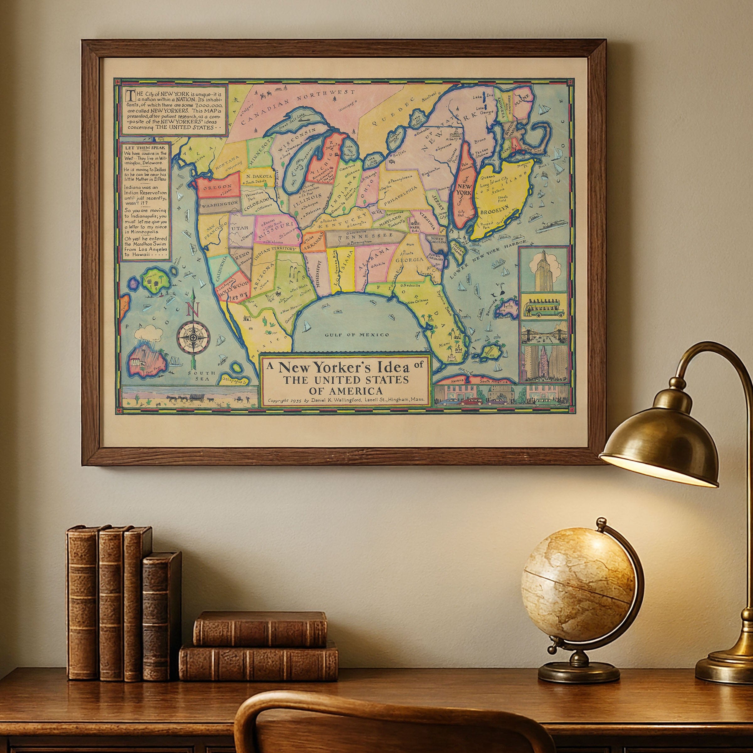 A New Yorker's Idea of America 1935 - Archive Prints