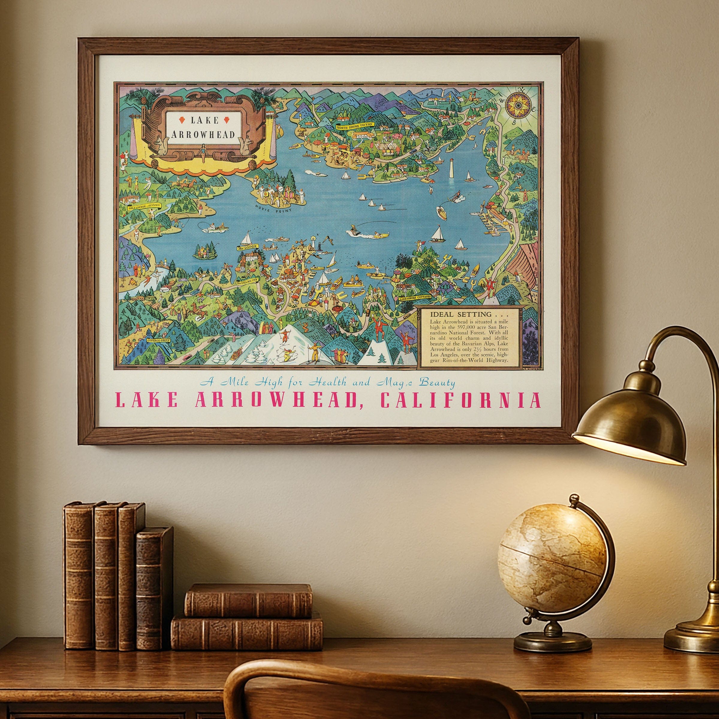 Lake Arrowhead, California Map 1940 - Archive Prints