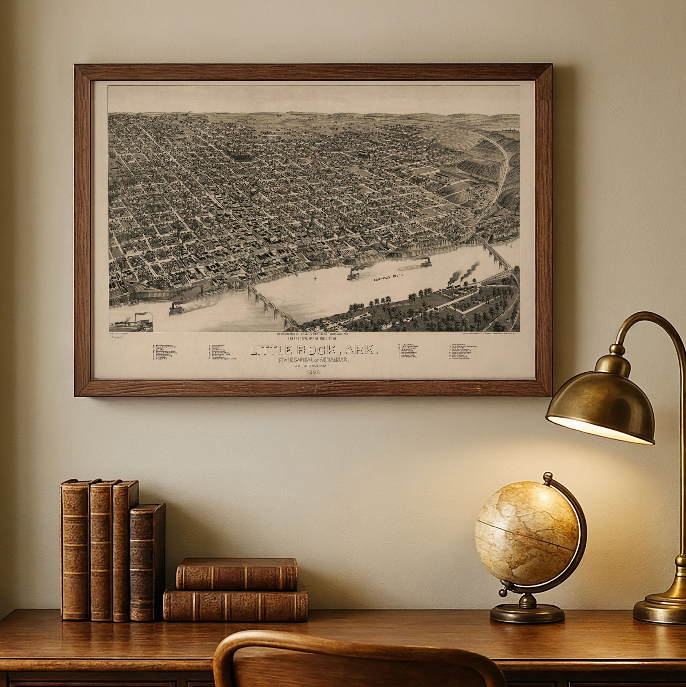 Little Rock, Arkansas Map 1887 - Archive Prints