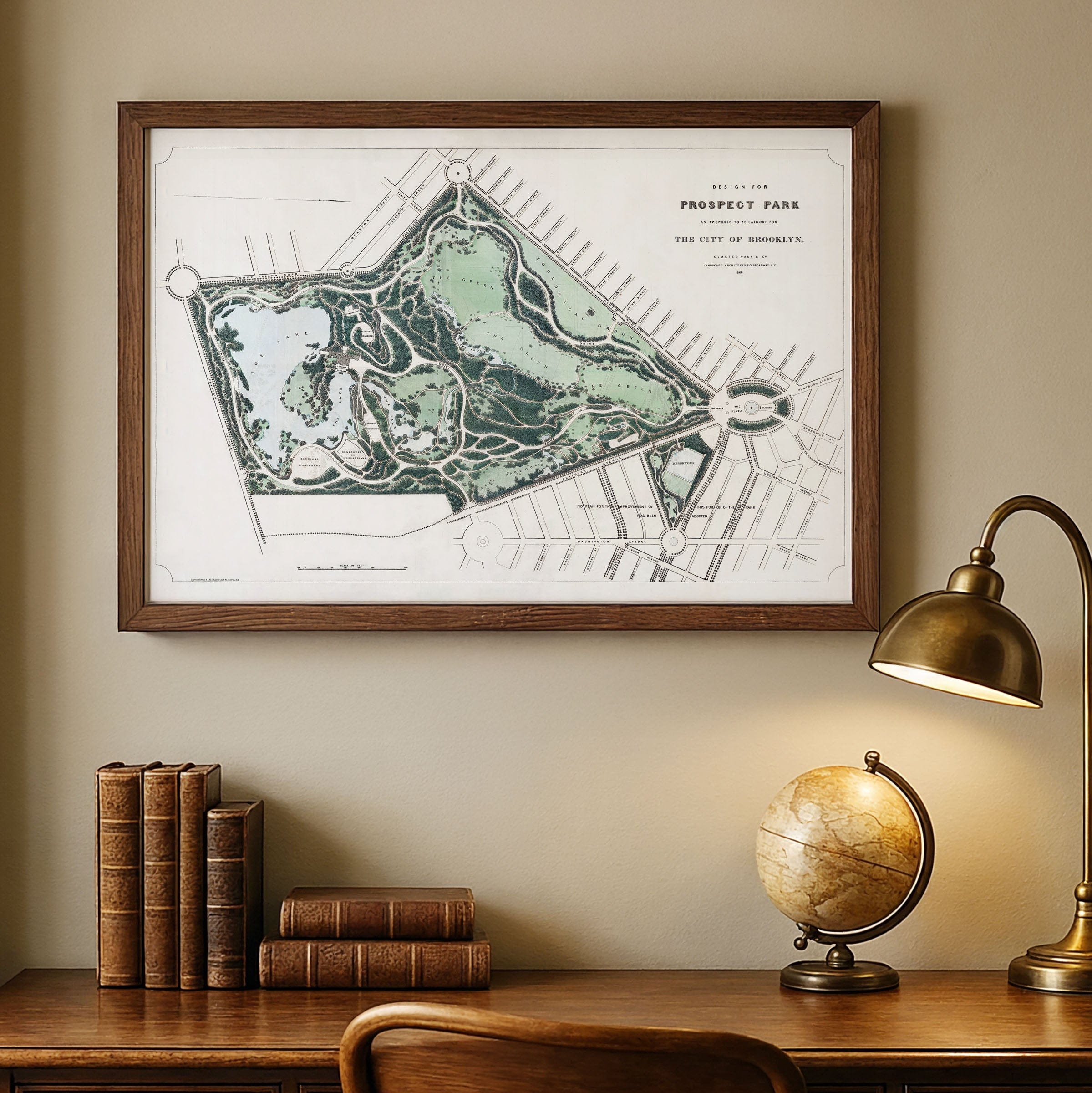 Prospect Park, Brooklyn Map - 1868 Olmsted & Vaux Design - Archive Prints