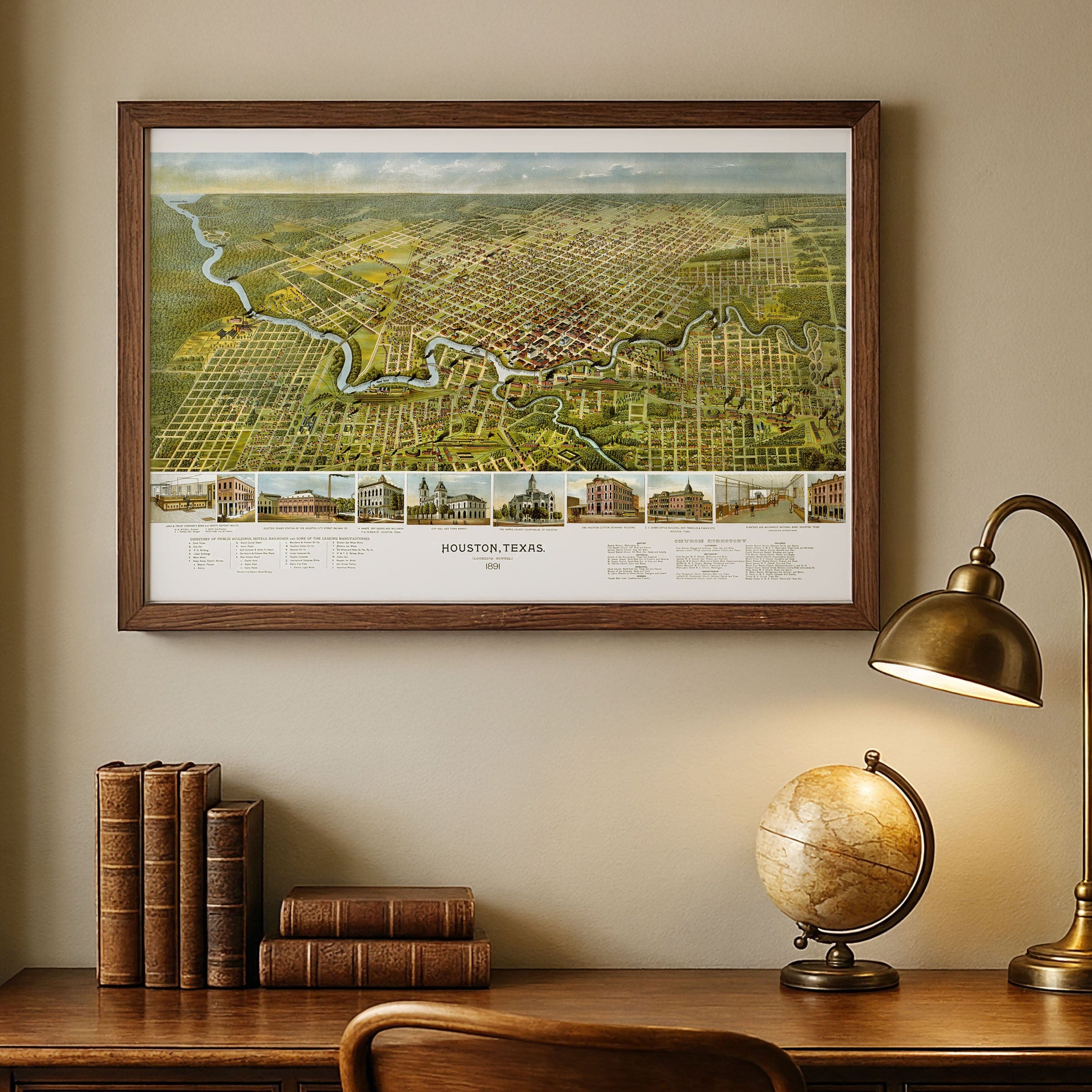 Houston, Texas Map 1891 - Archive Prints