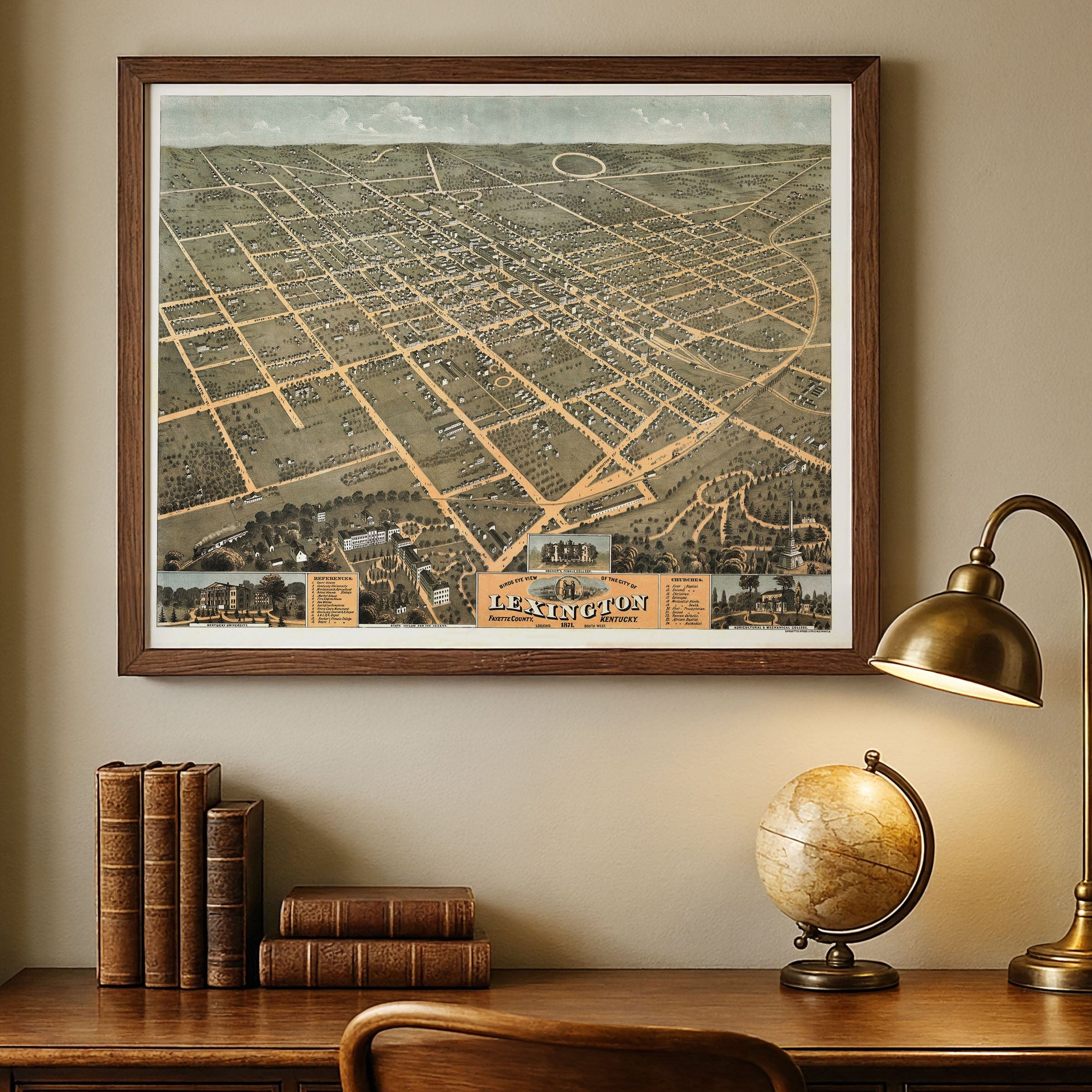 Lexington, Fayette County, KY Map 1871 - Archive Prints