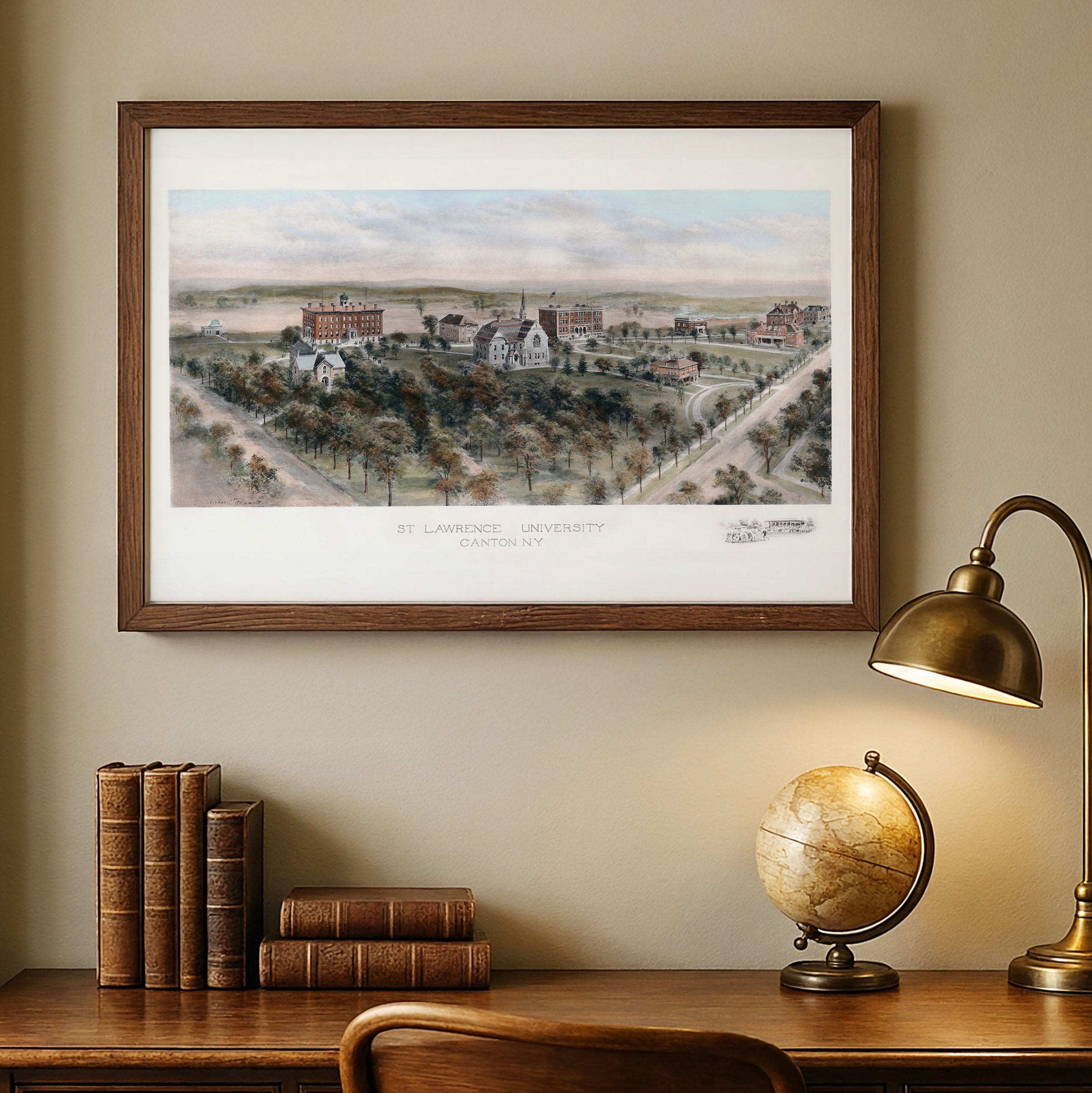 St. Lawrence University, New York Map 1909 - Campus Bird's Eye View