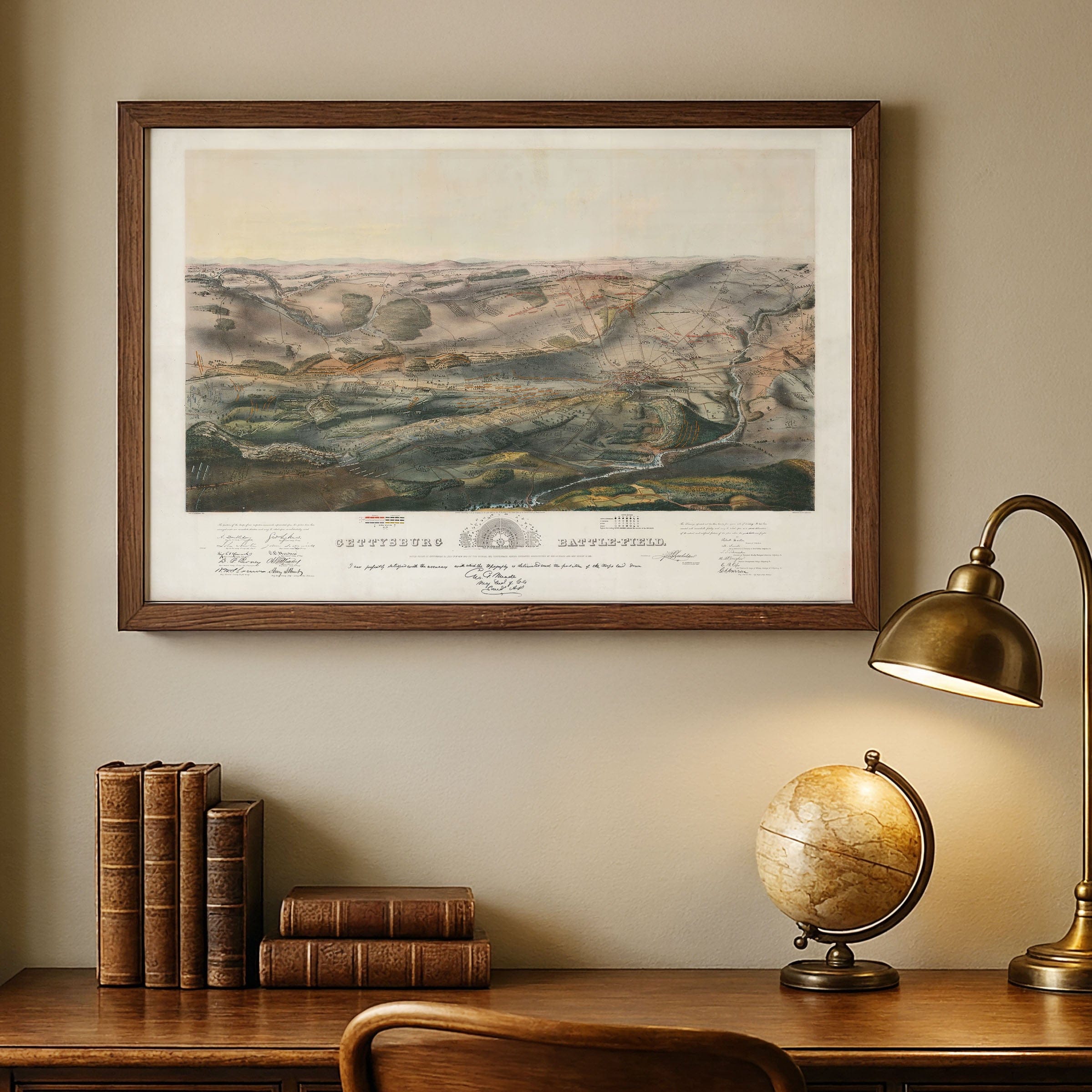 Gettysburg Battlefield Map 1863 - Historic Civil War Battle Map by John Bachelder