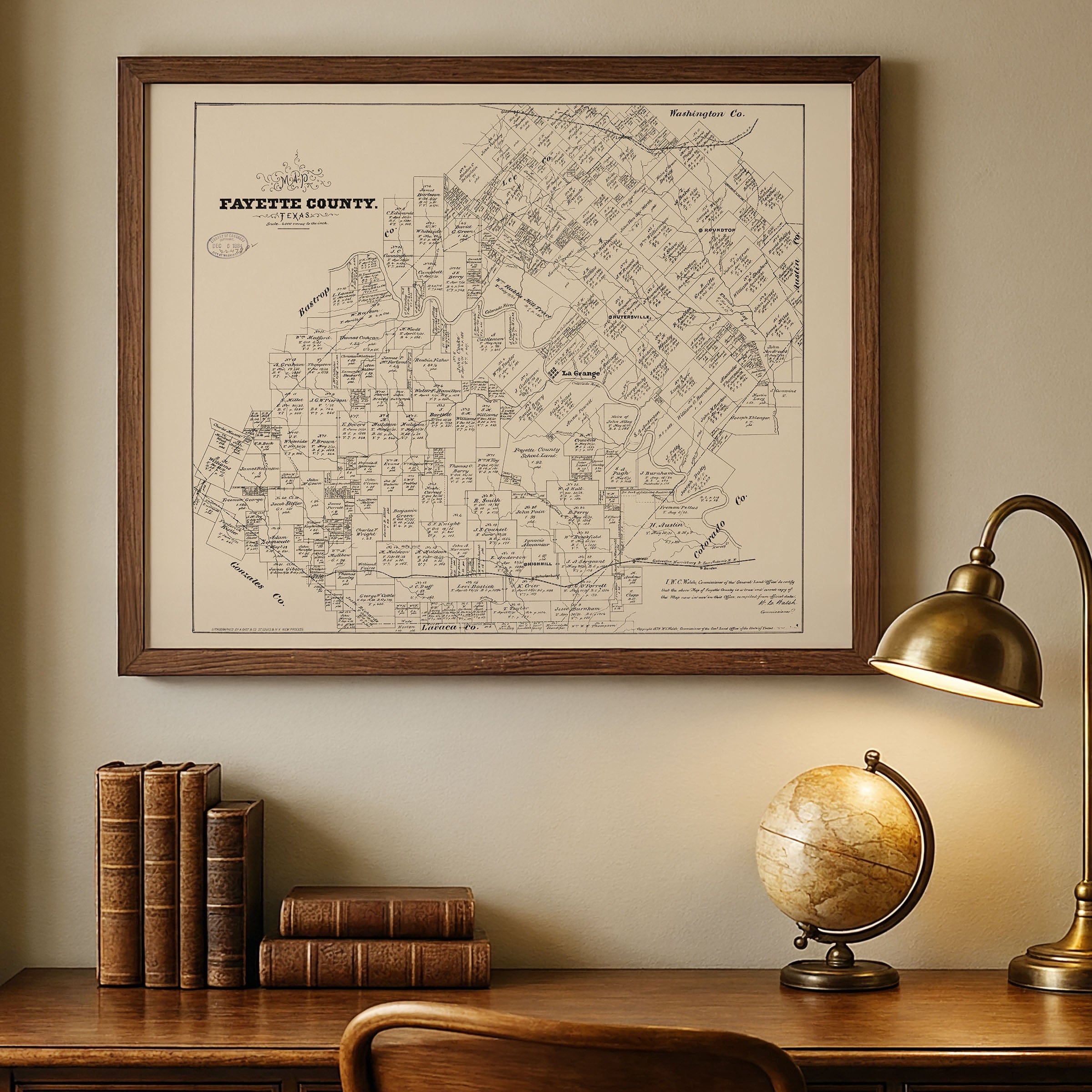 Fayette County Texas Land Ownership Map 1879 - Historical Official Map - Archive Prints