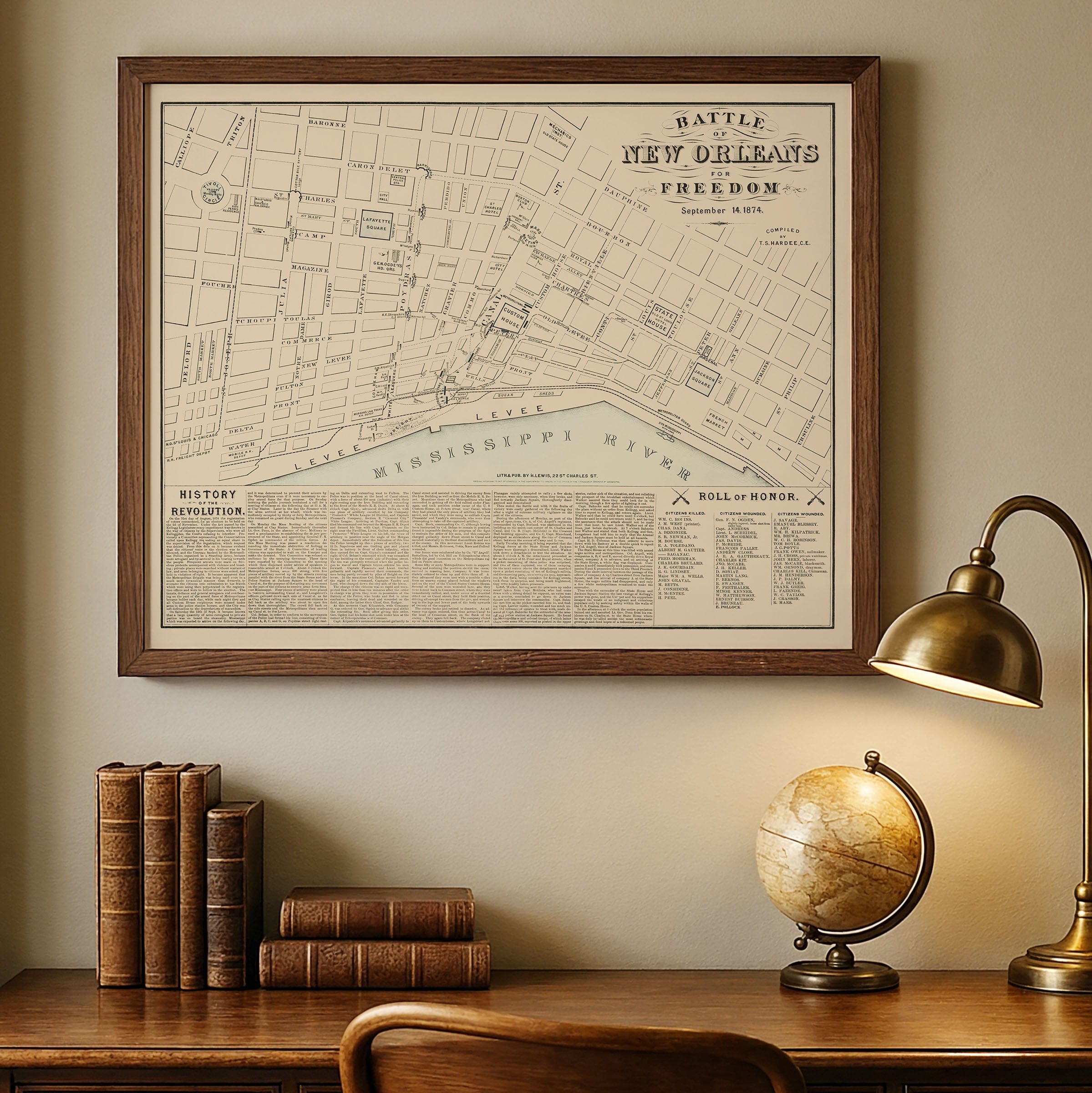 Vintage New Orleans Map 1874 - Archive Prints