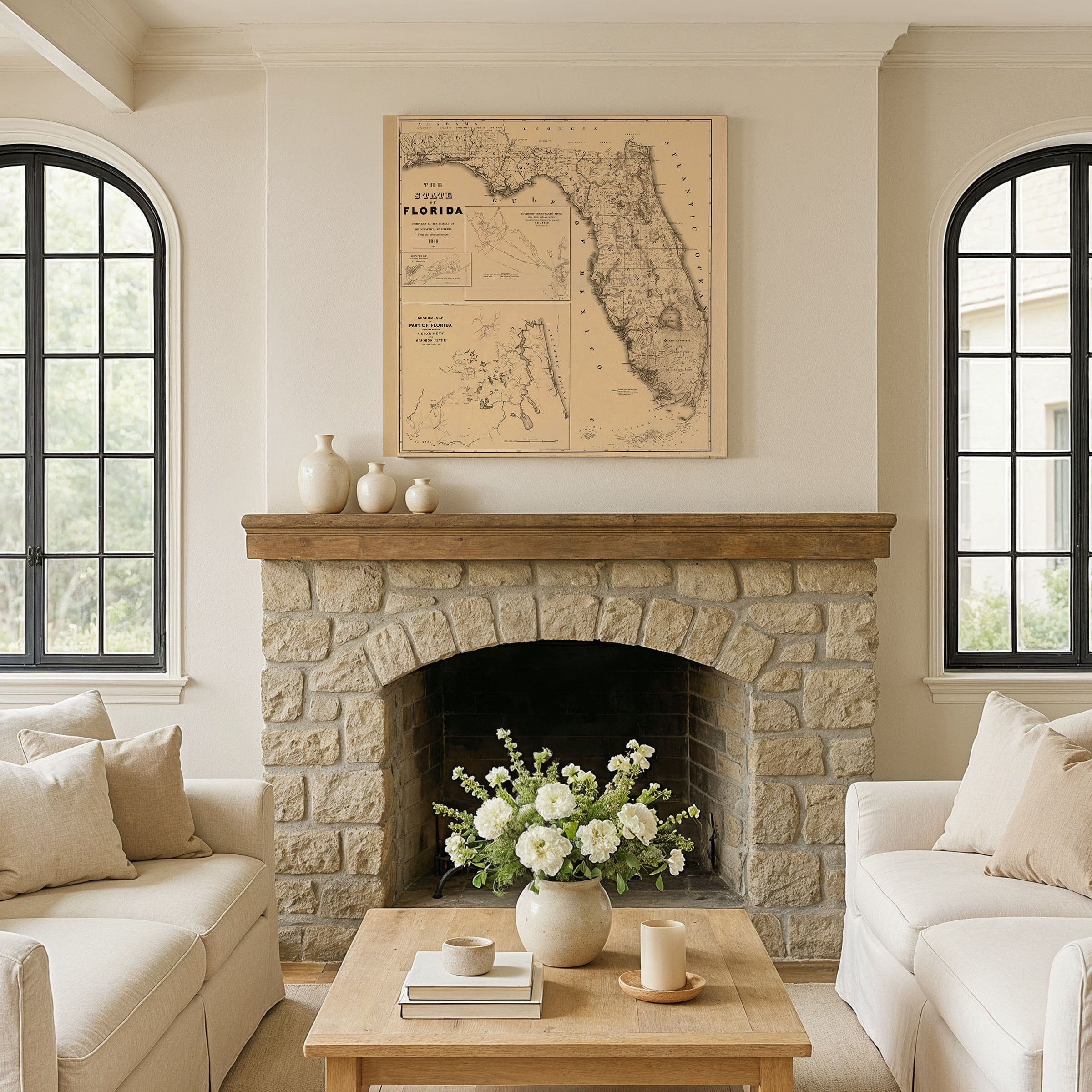 Florida Map 1846 - Topographical Engineers Survey - Archive Prints