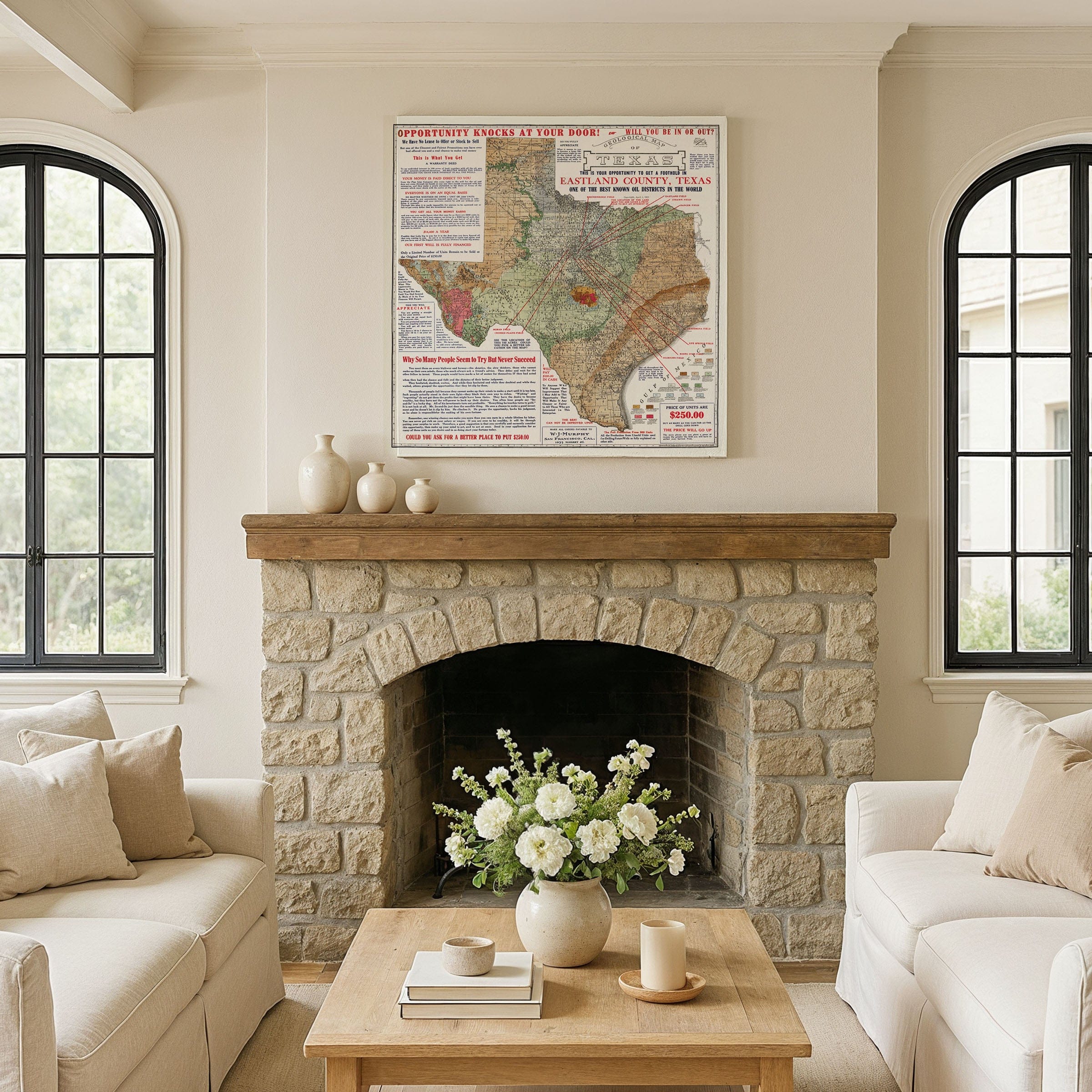 Eastland County, Texas Oil Map 1921 - Archive Prints