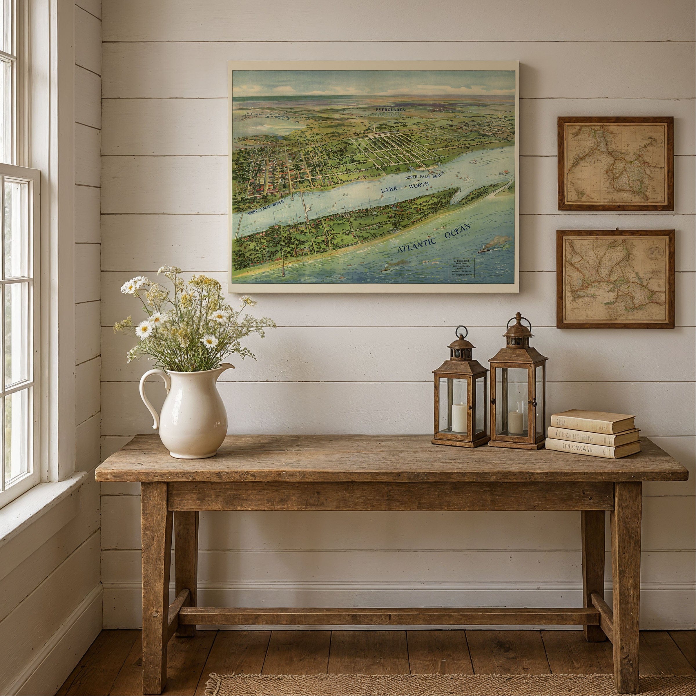 West Palm Beach Vintage Map 1915 - Antique Panoramic Bird's Eye View of Florida - Archive Prints