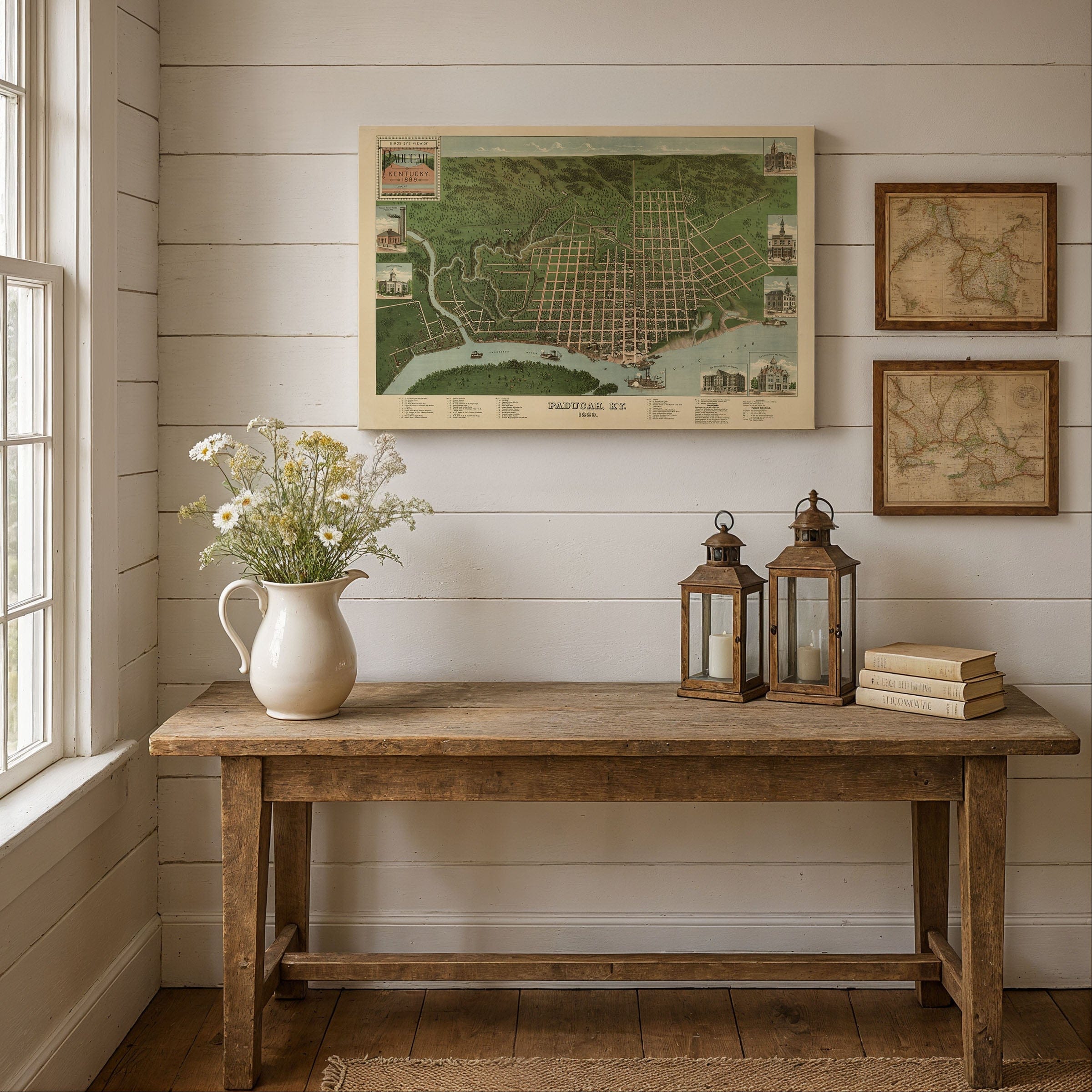 Paducah, Kentucky Vintage Map 1889 - Bird's Eye View