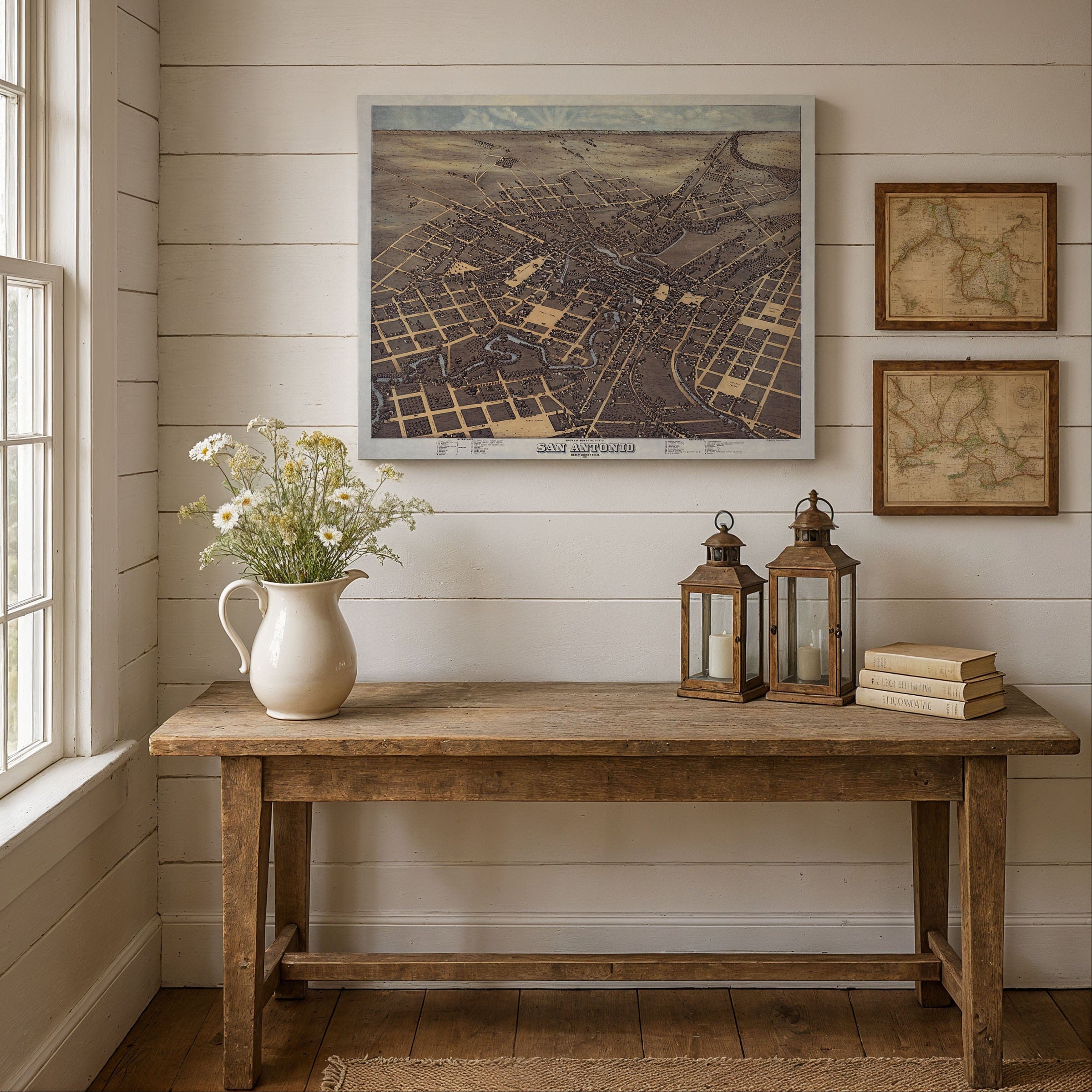 Bird's Eye View of San Antonio, Bexar County, Texas 1873 - Archive Prints