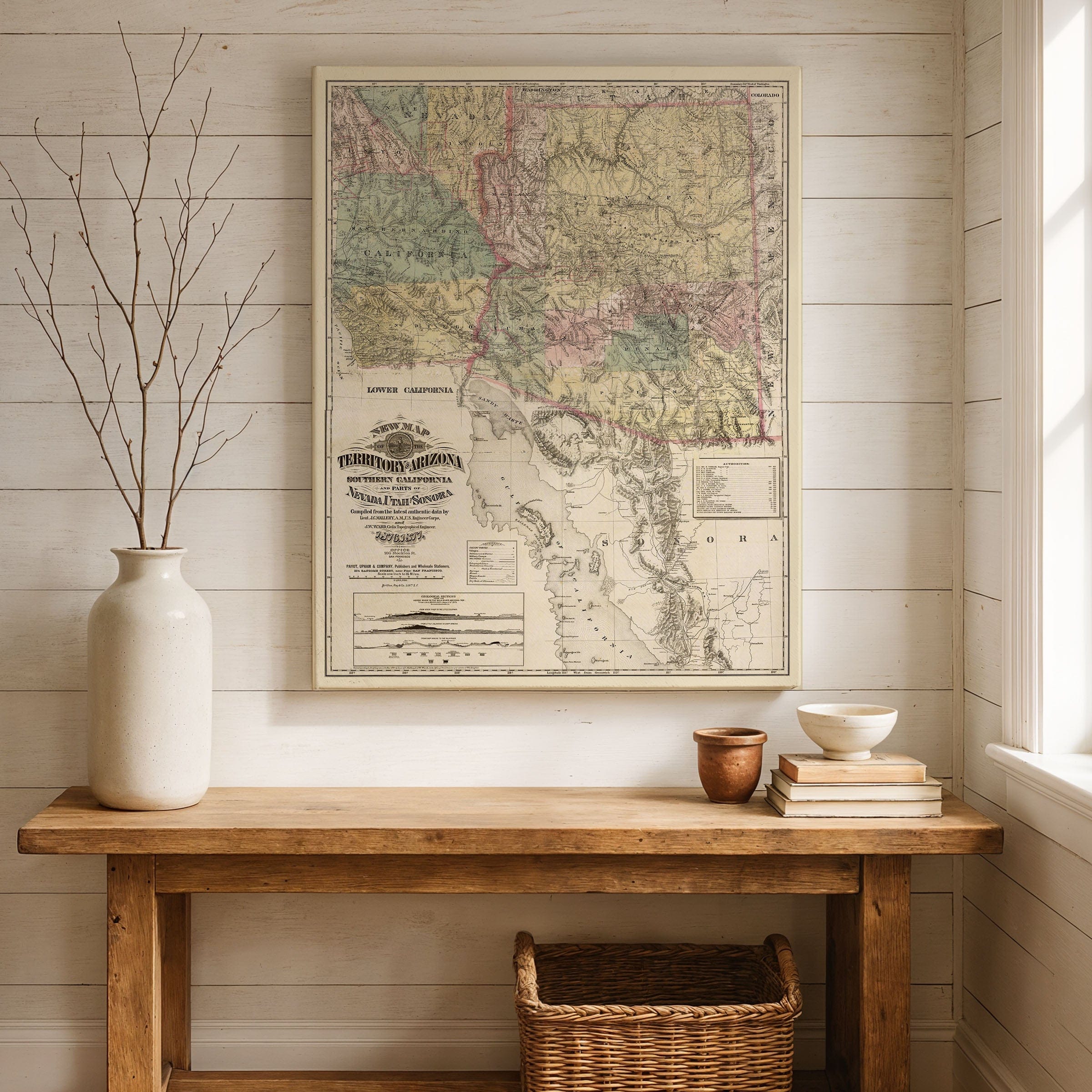 Arizona Territory Map 1877 - Payot Upham Survey - Archive Prints