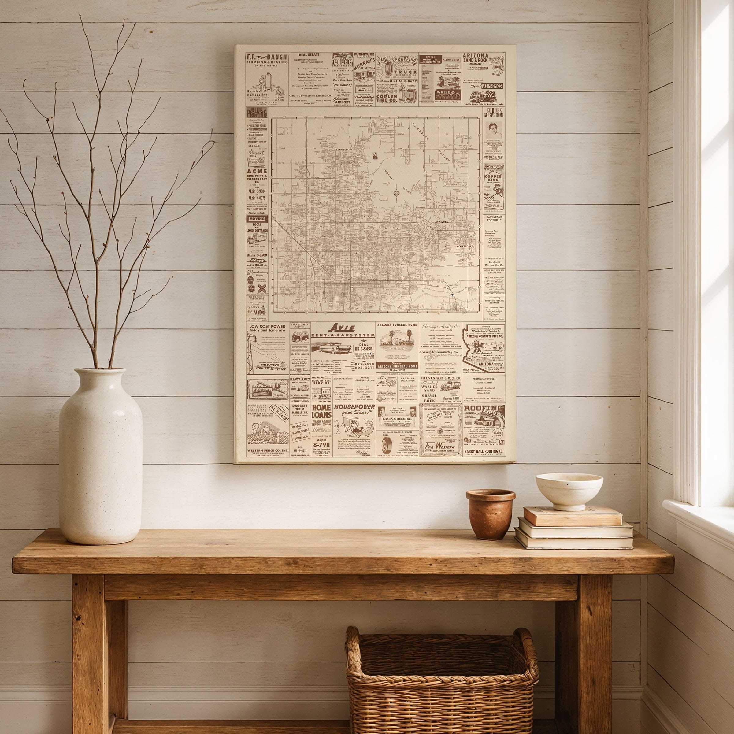 Phoenix, Arizona Map c.1956 - Archive Prints