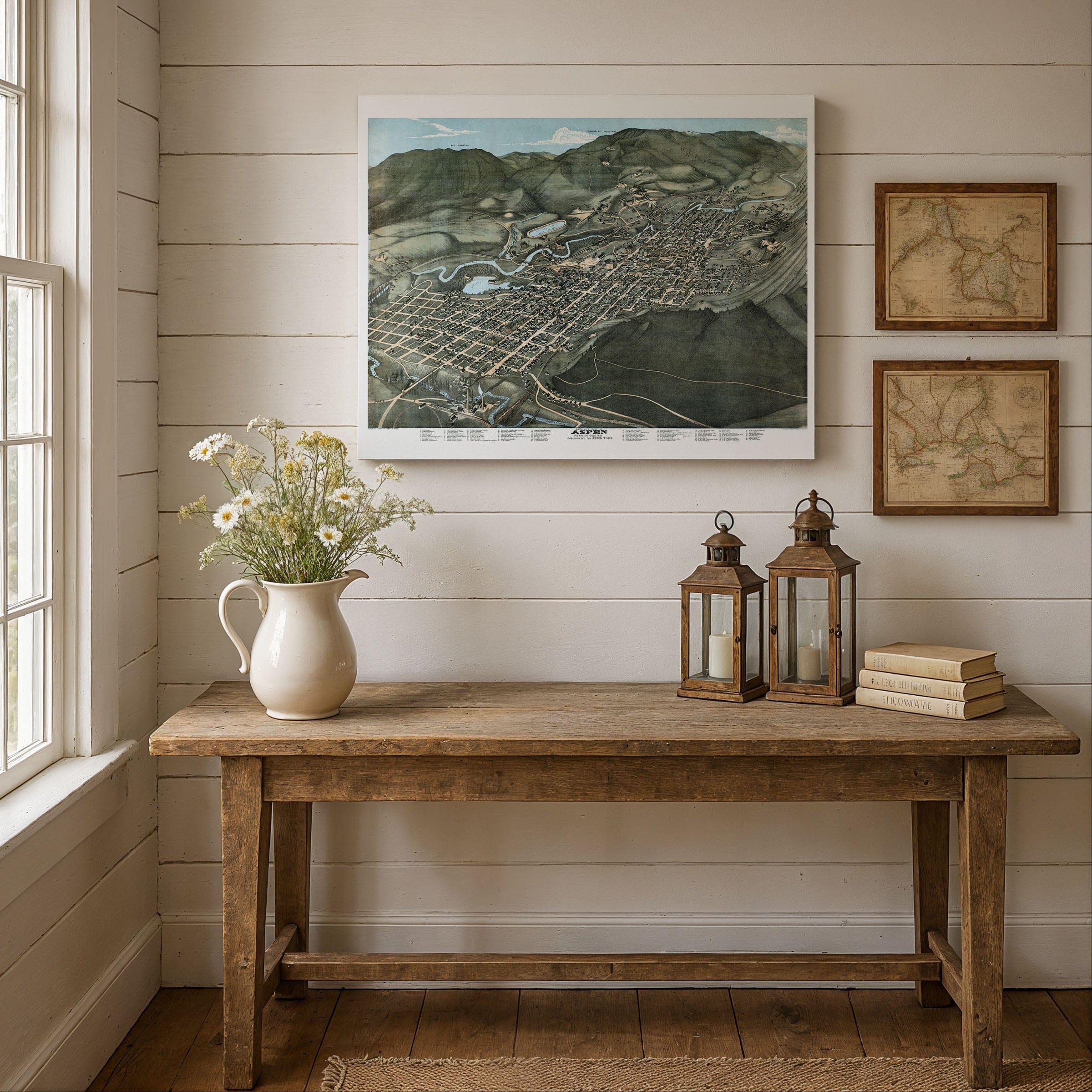 Aspen Colorado Map - 1893 Historic Bird's-Eye View of a Mining Town - Archive Prints