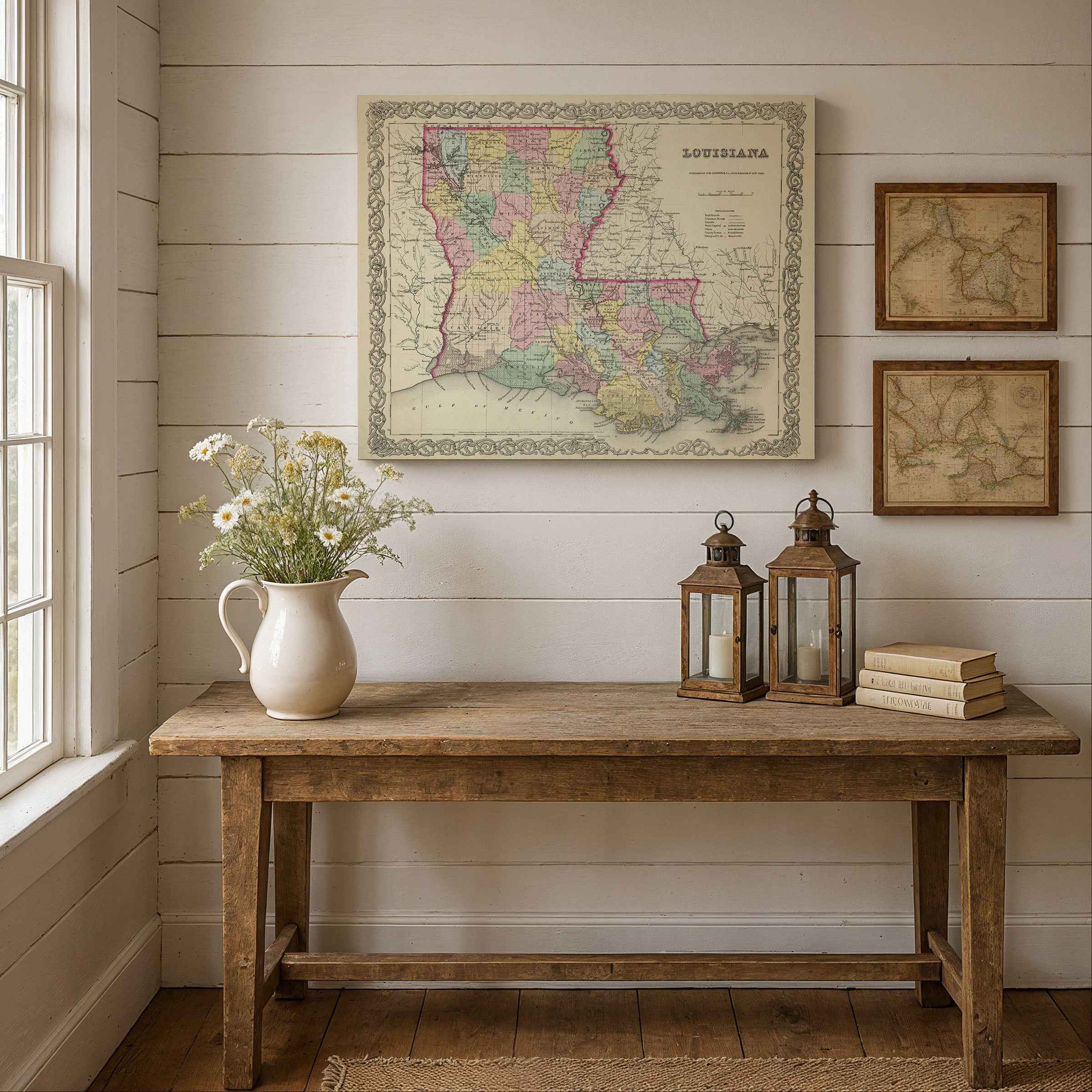 Louisiana Map - Vintage State Map by Colton for Home Decor