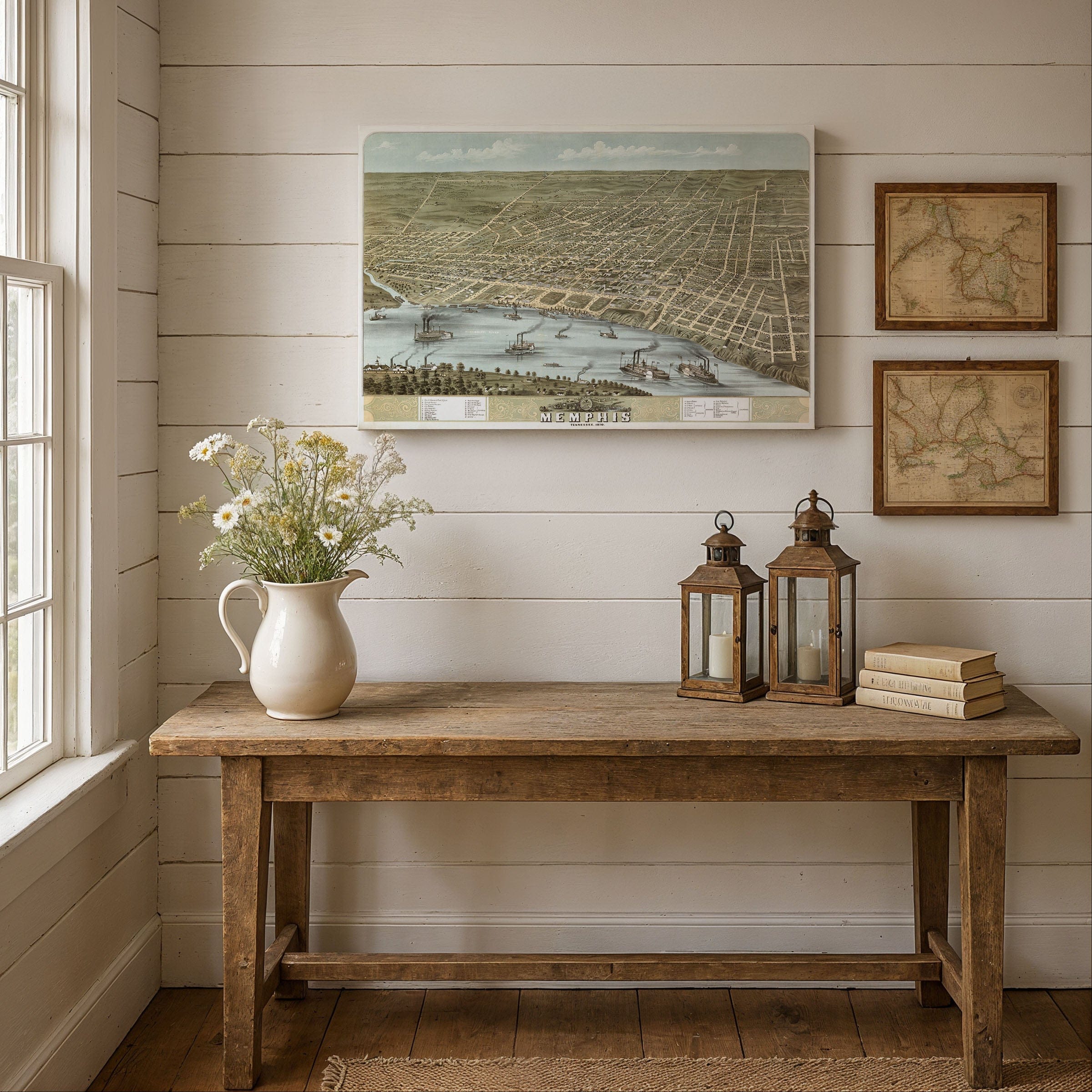 Memphis Tennessee Map - Bird's-Eye View of 1870 Historic River City - Archive Prints