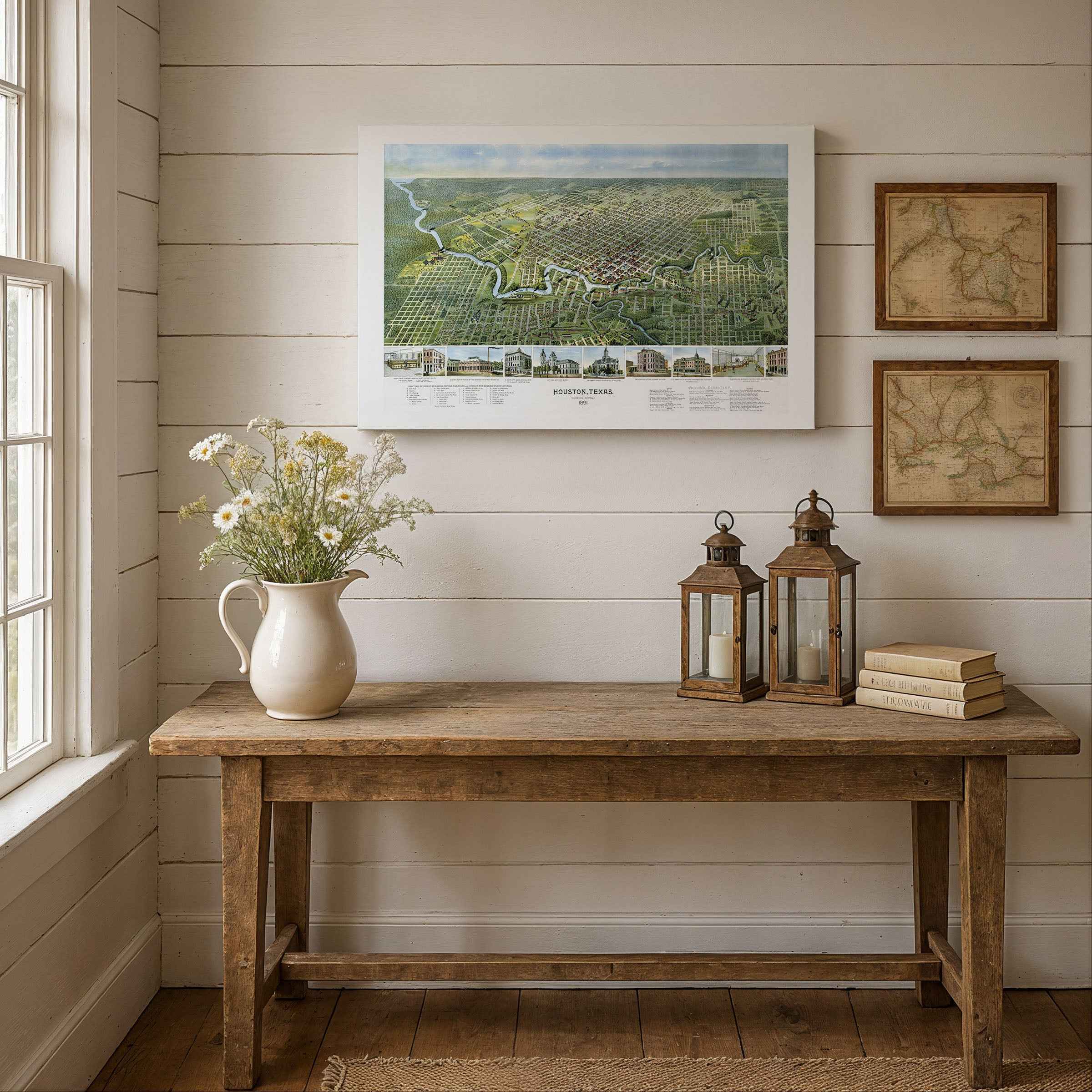 Houston Vintage City Map - 1891 Koch Historical Map of Houston